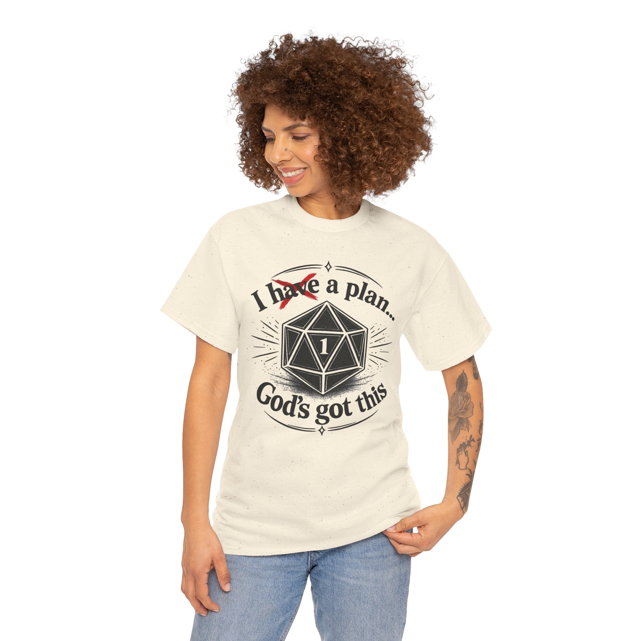 I XhaveX a plan... God’s Got This T-Shirt Dark — D20 Dice Faith Gamer Tee