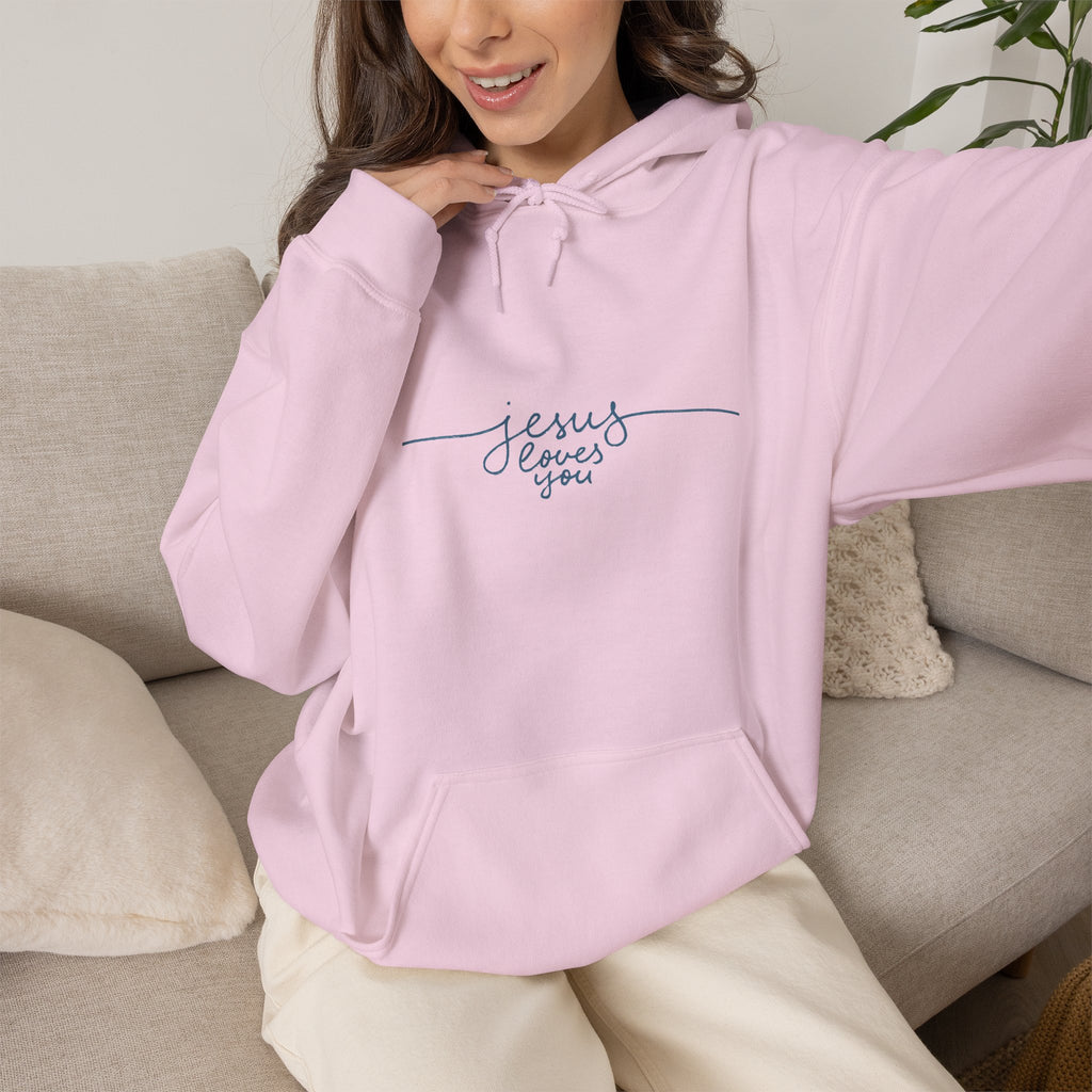 Jesus Loves You Script Hoodie — Minimal Christian Faith Pullover