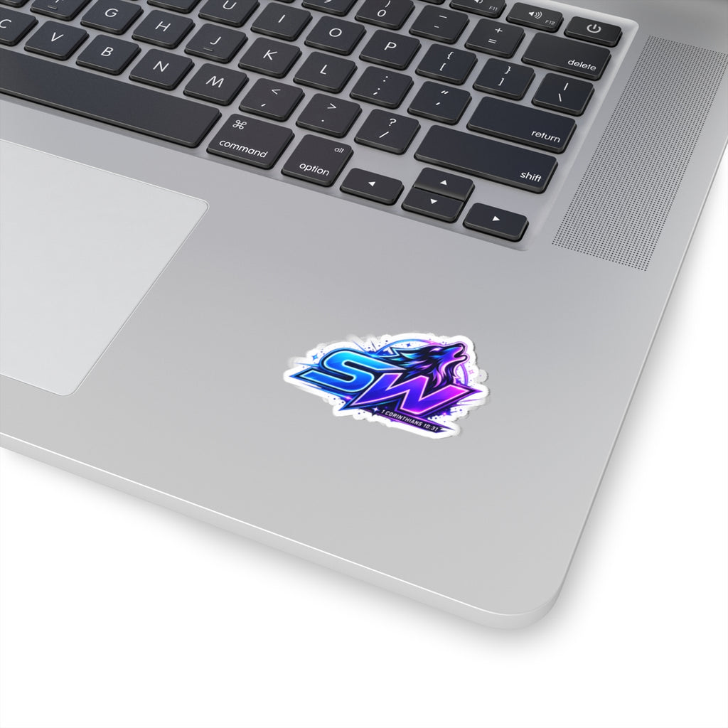 Seawolf 'SW' Kiss-Cut Sticker — Neon Gaming Logo with '1 Corinthians 10:31'