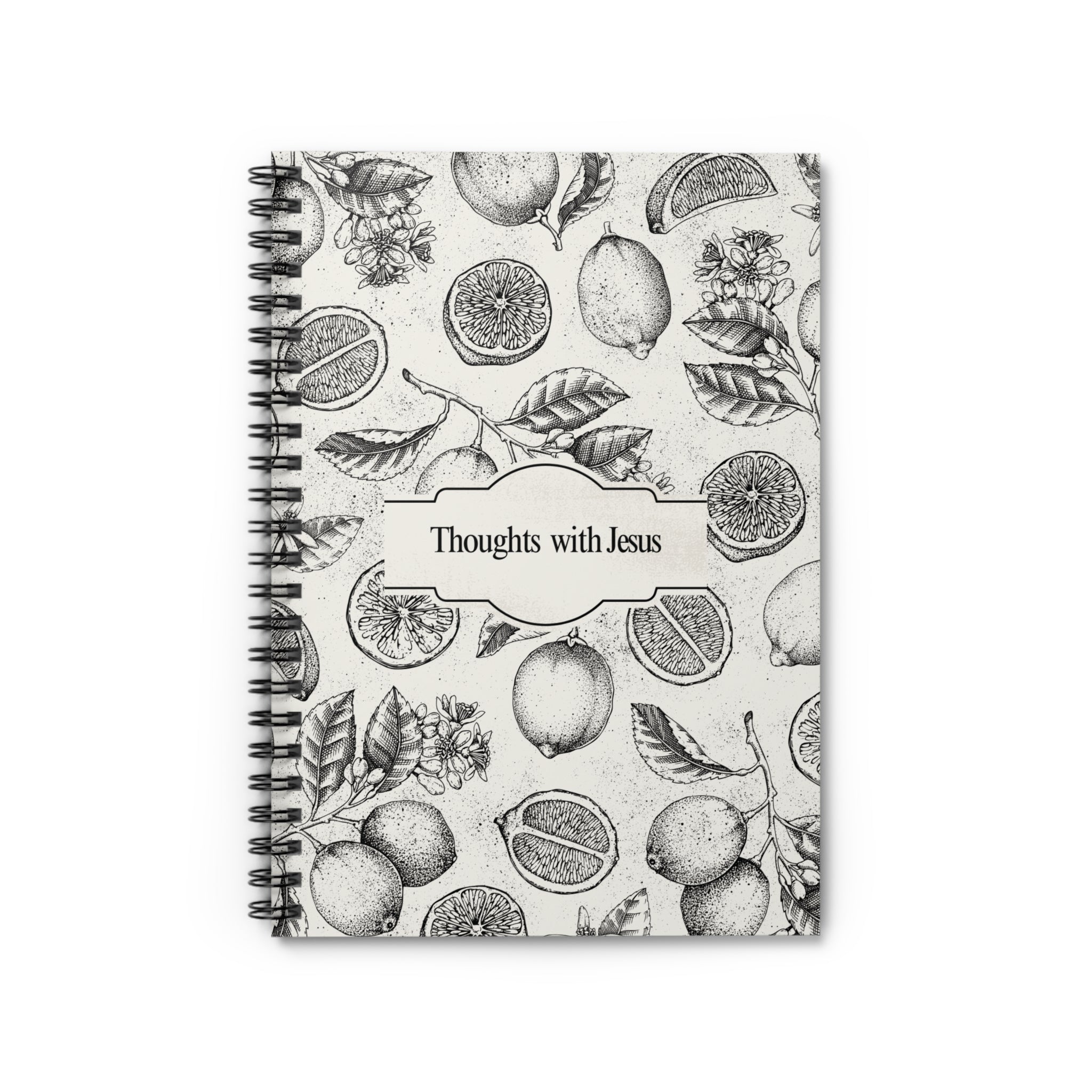 Thoughts with Jesus Spiral Notebook — Vintage Citrus Floral Journal (Ruled)