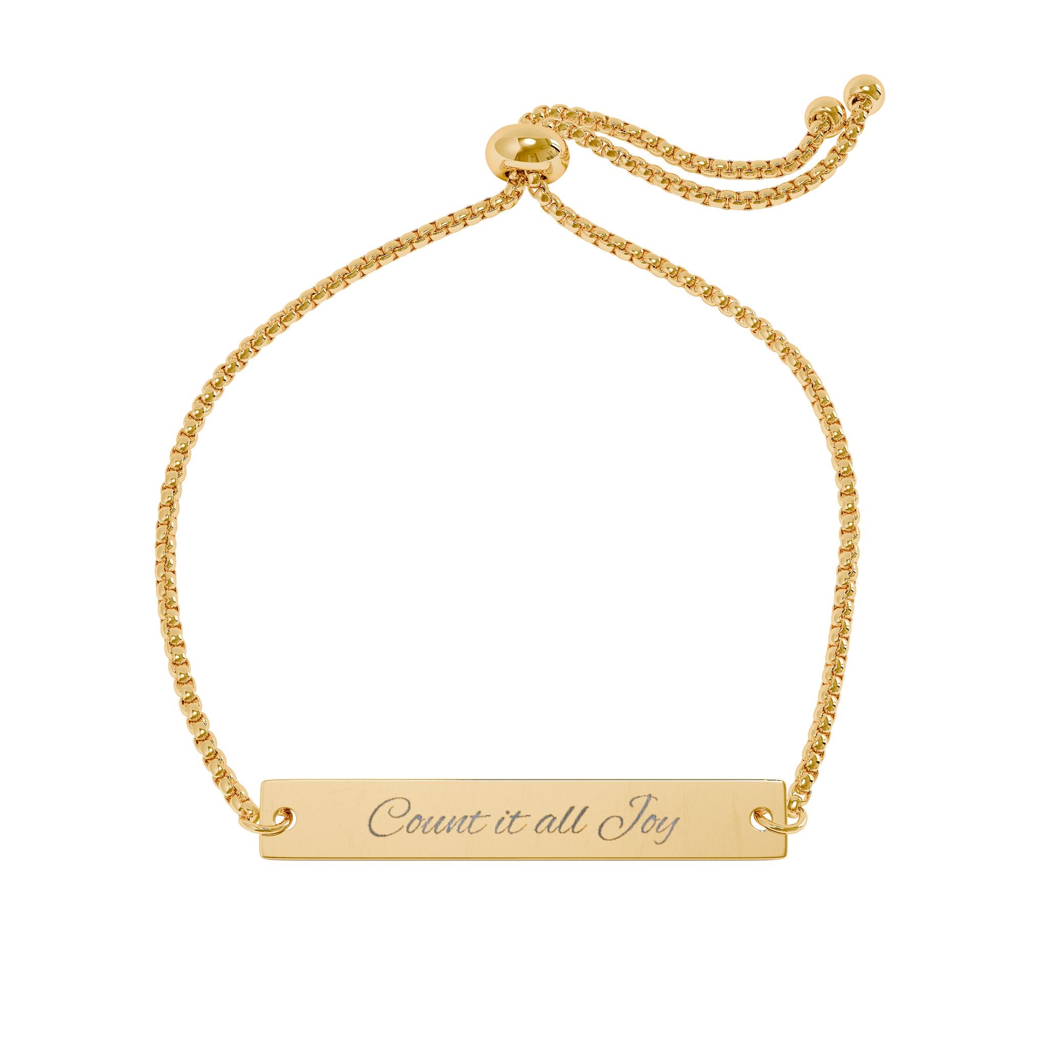 Count it all Joy Engraved Bar Bracelet — Adjustable Bracelet