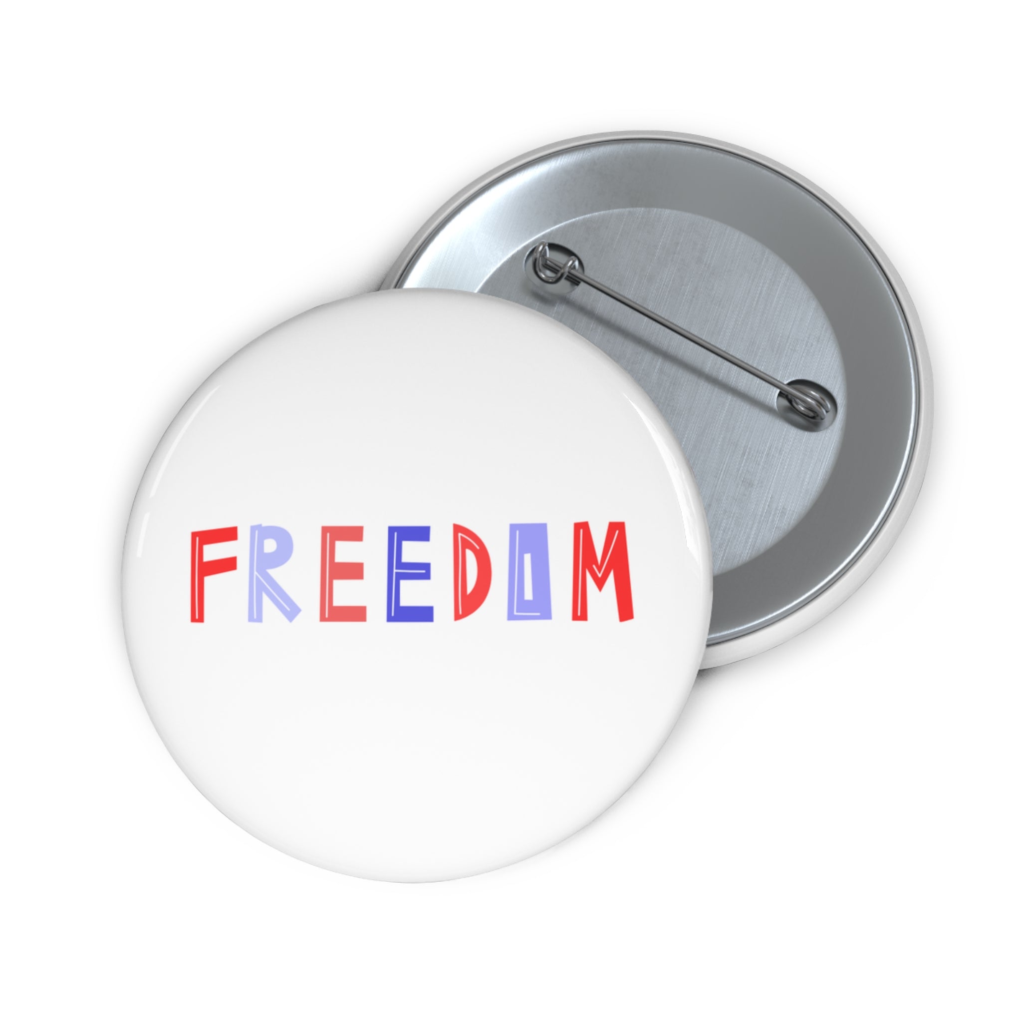Freedom Pin Button — Red & Blue Retro Typography Political Button