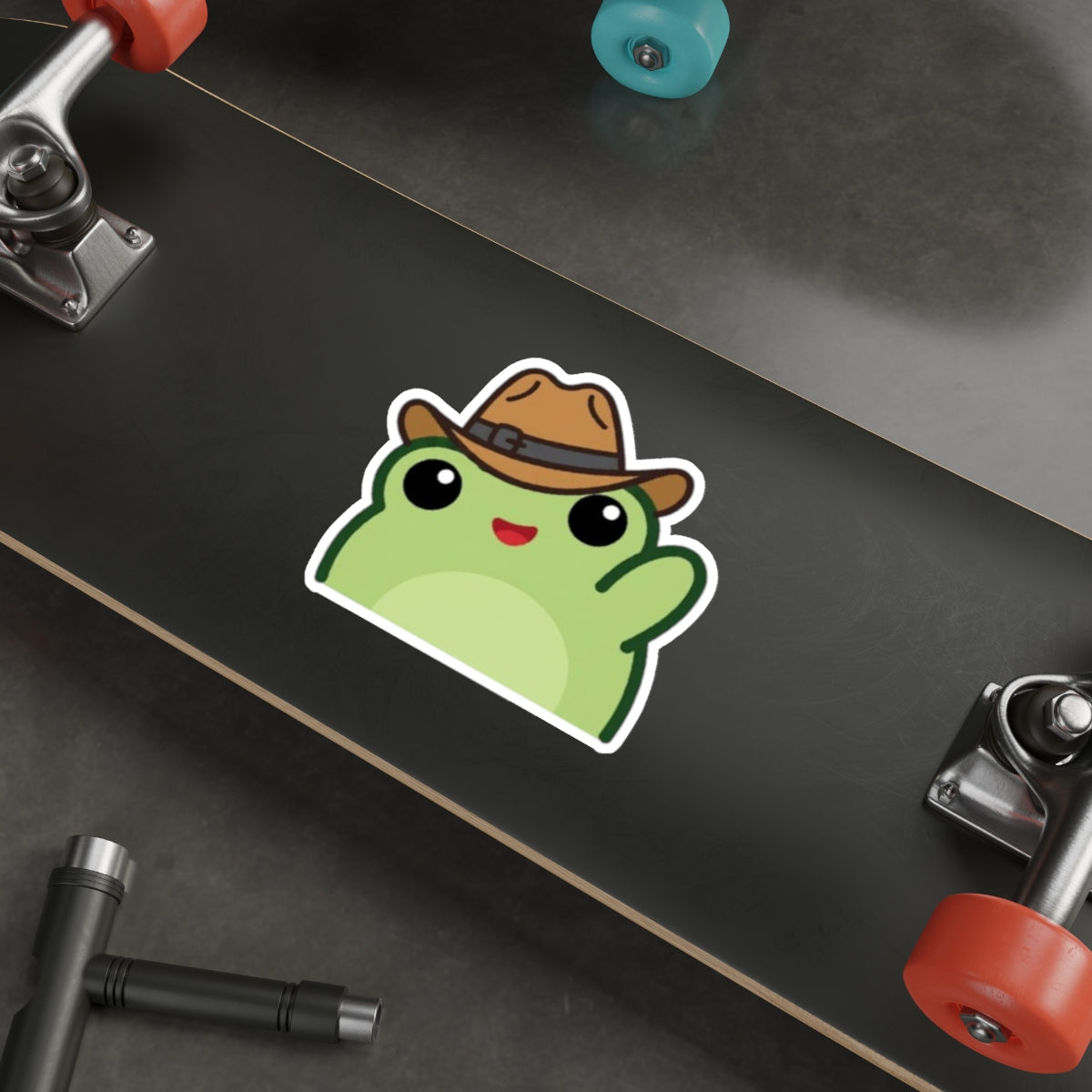 Waving Frog Die-Cut Sticker Waving