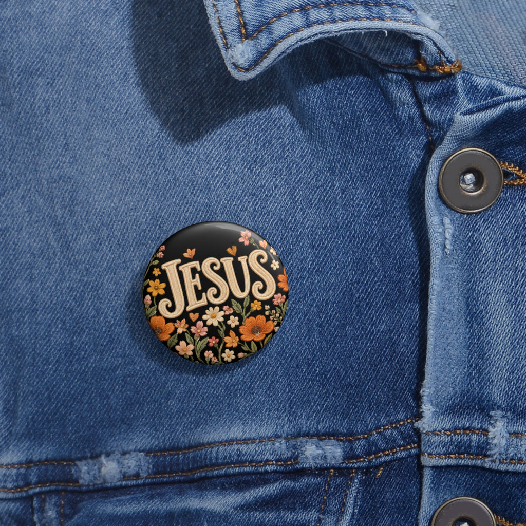 Jesus Floral Pin Button — Christian Faith Gospel Lapel Pin