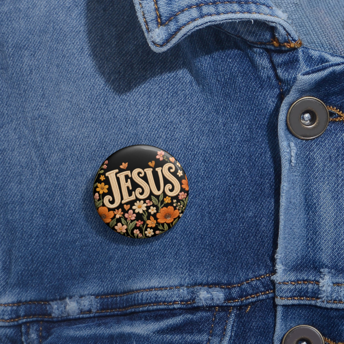 Jesus Floral Pin Button — Christian Faith Gospel Lapel Pin