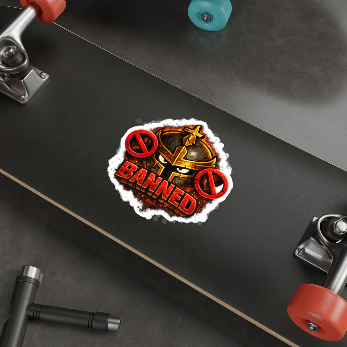 FaithForge Knight Banned Die-Cut Sticker — Water-resistant vinyl