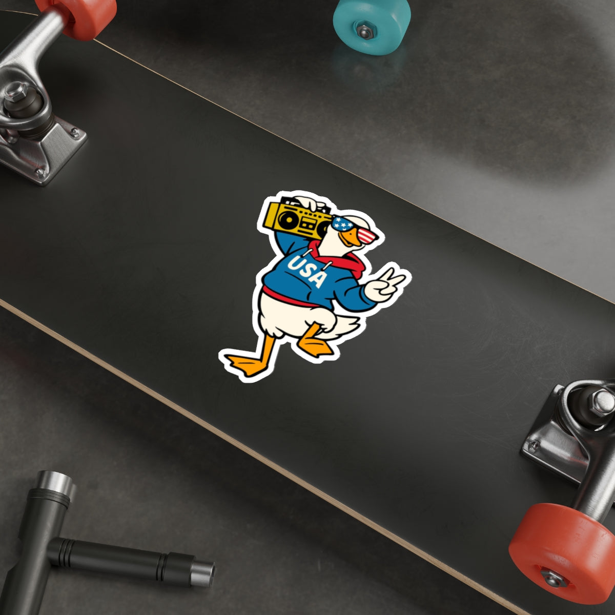 Patriotic Sticker Pack — Boombox Duck 4th of July Red White Blue Die-Cut Stickers
