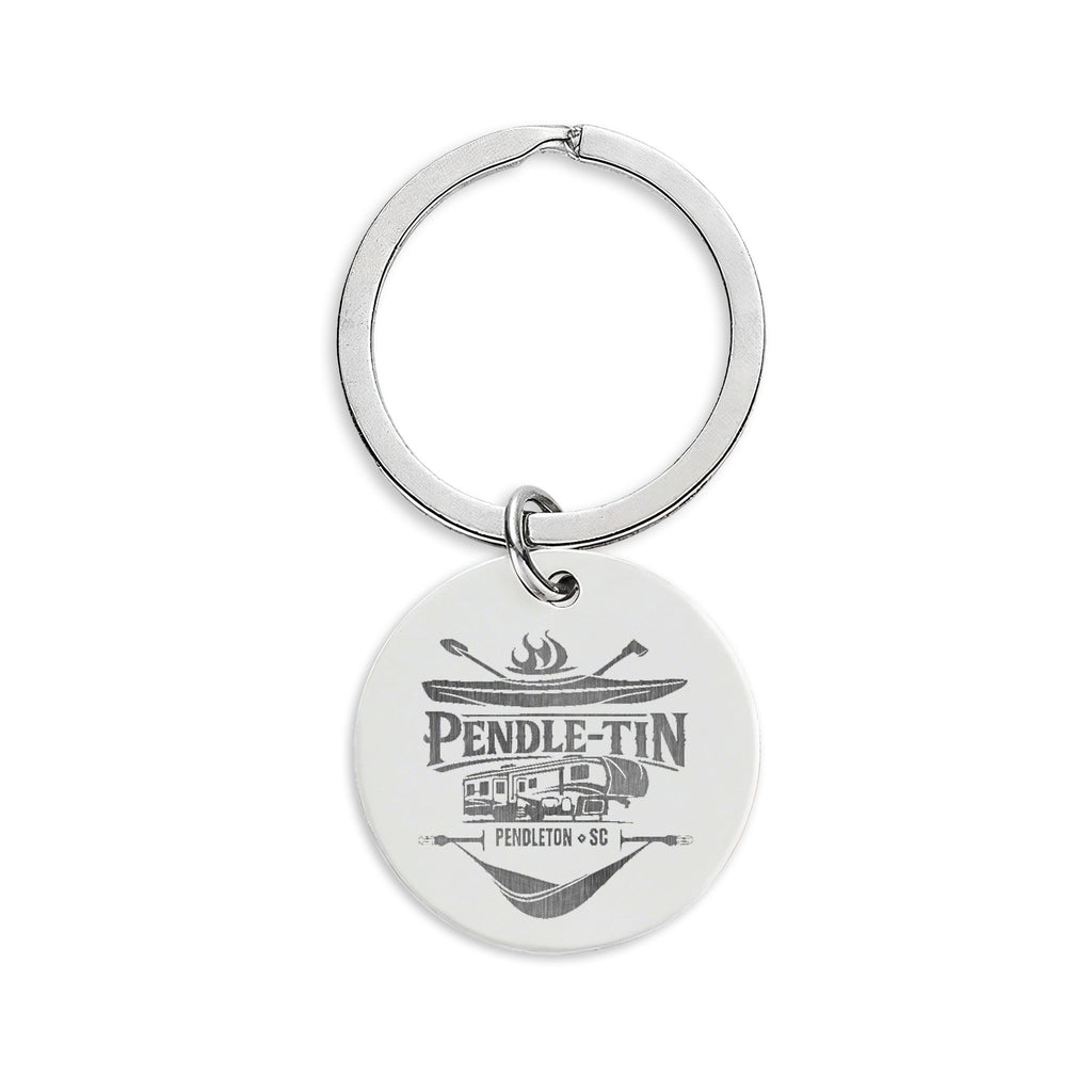 Copy of Engraved Stainless Steel Round Keychain – Pendle-tin & QR Code