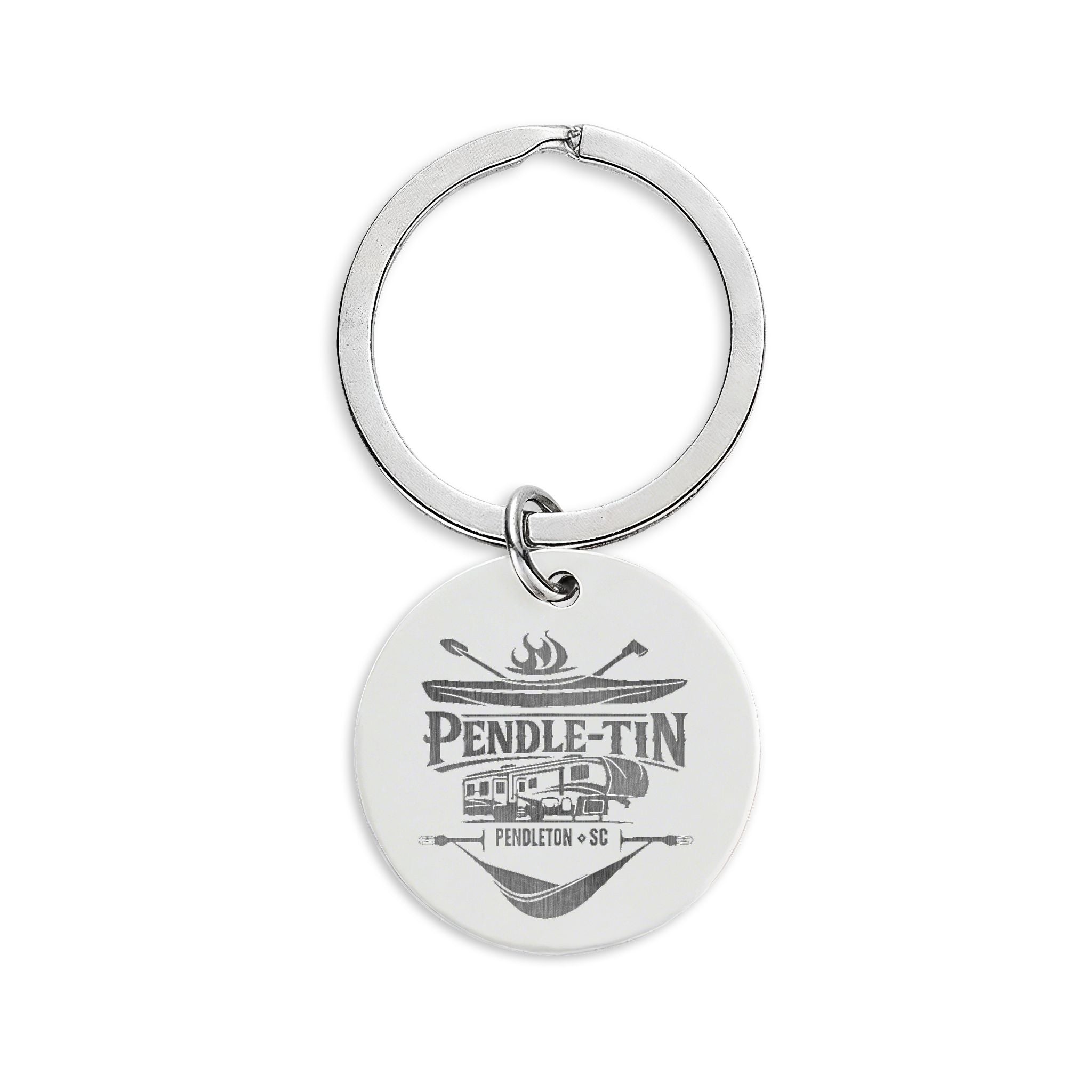 Copy of Engraved Stainless Steel Round Keychain – Pendle-tin & QR Code