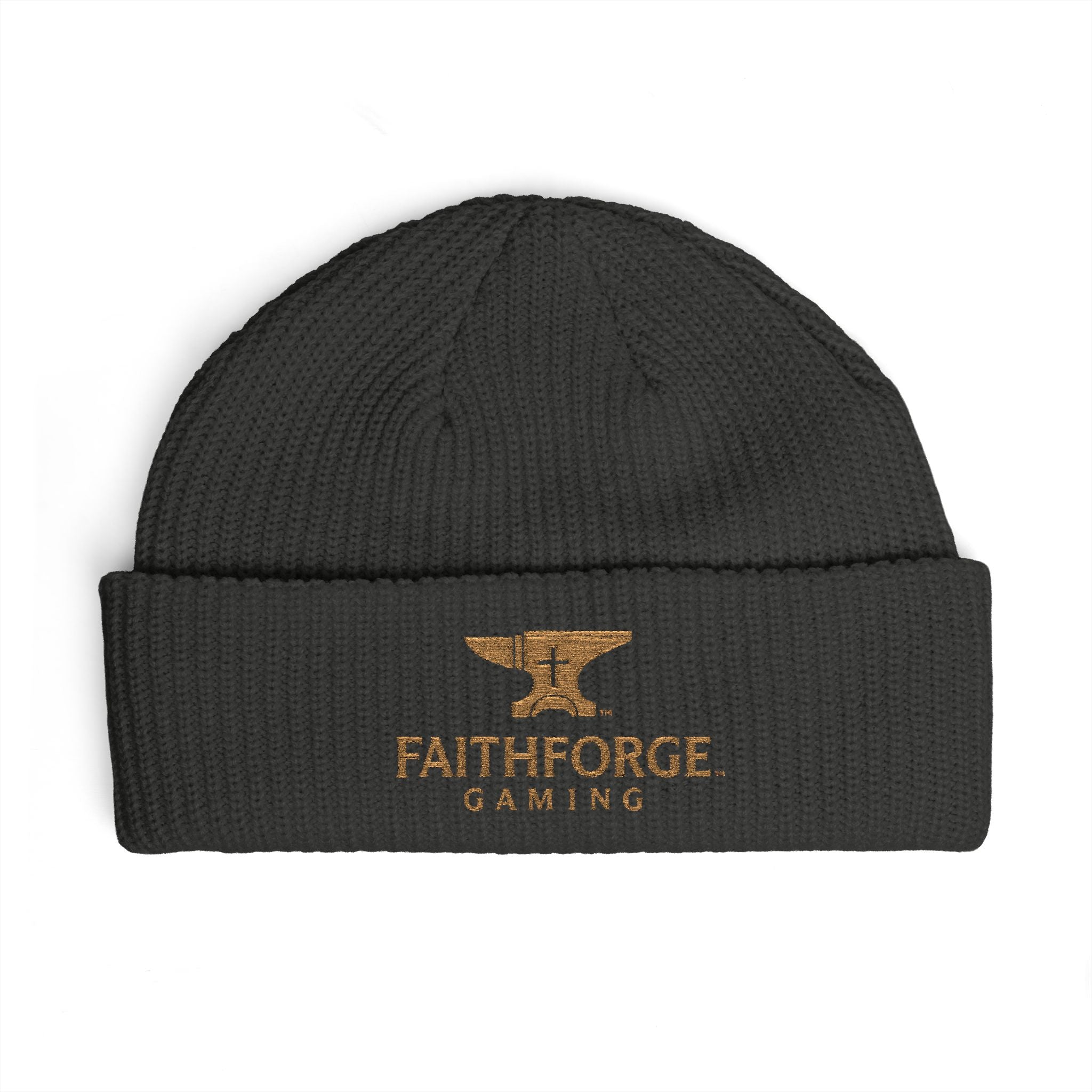 Faithforge Gaming Cuff Beanie — Embroidered Anvil Logo Knit Hat