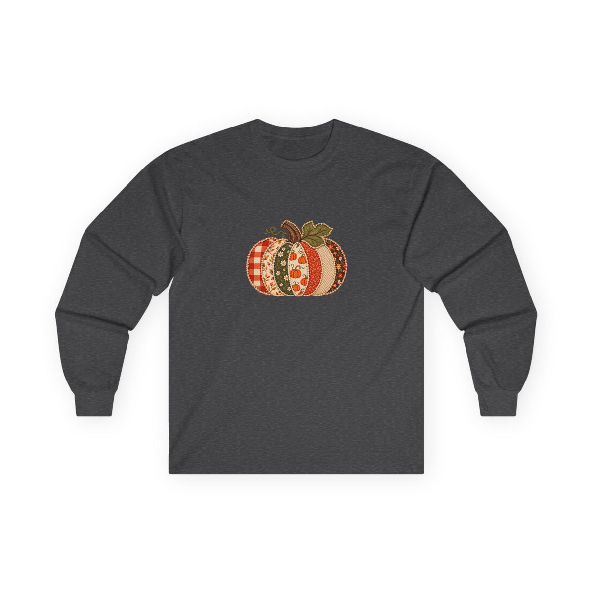 Autumn Patchwork Pumpkin Long Sleeve Tee