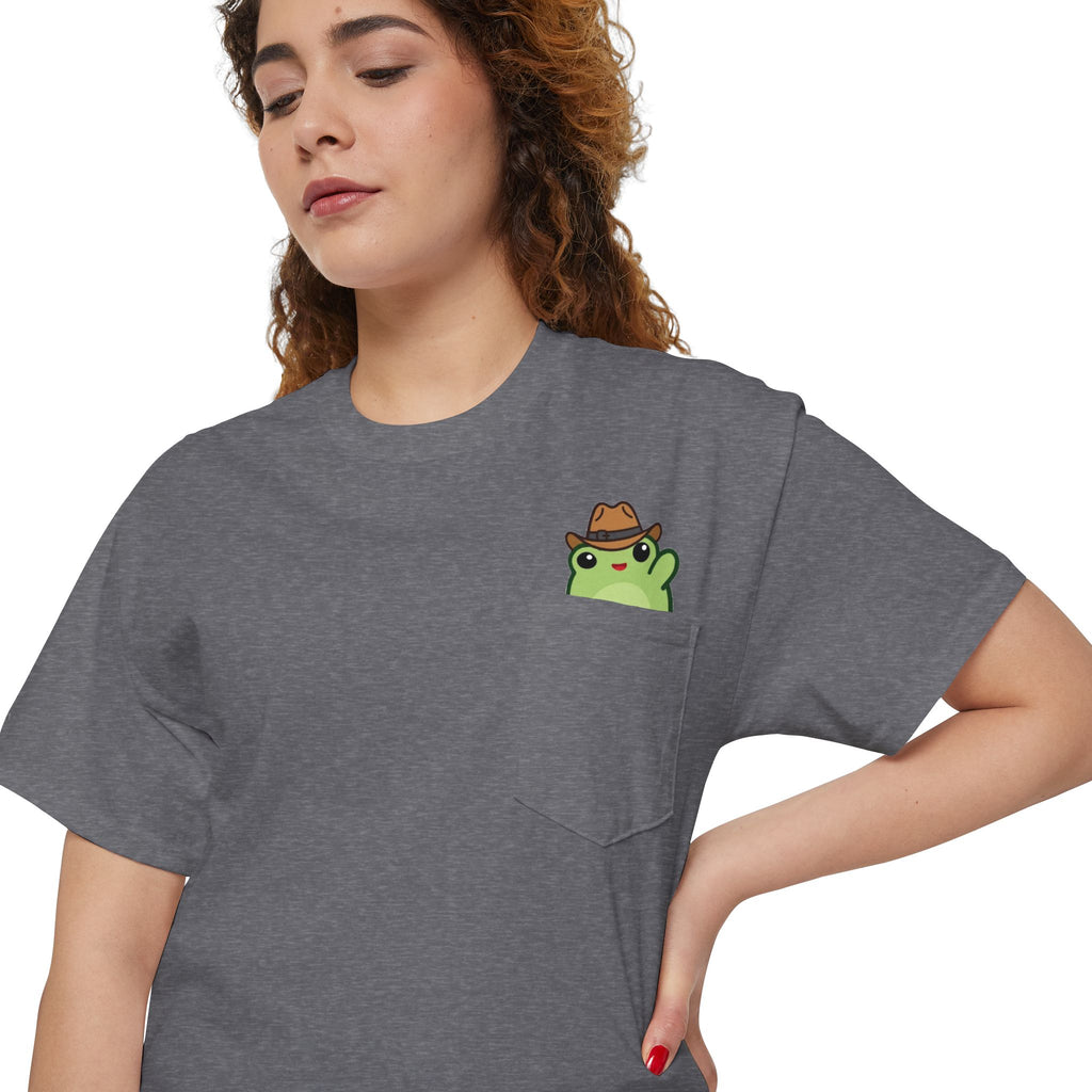 Pocket Frog Tee — Cute Cowboy Frog Pocket Graphic T-Shirt