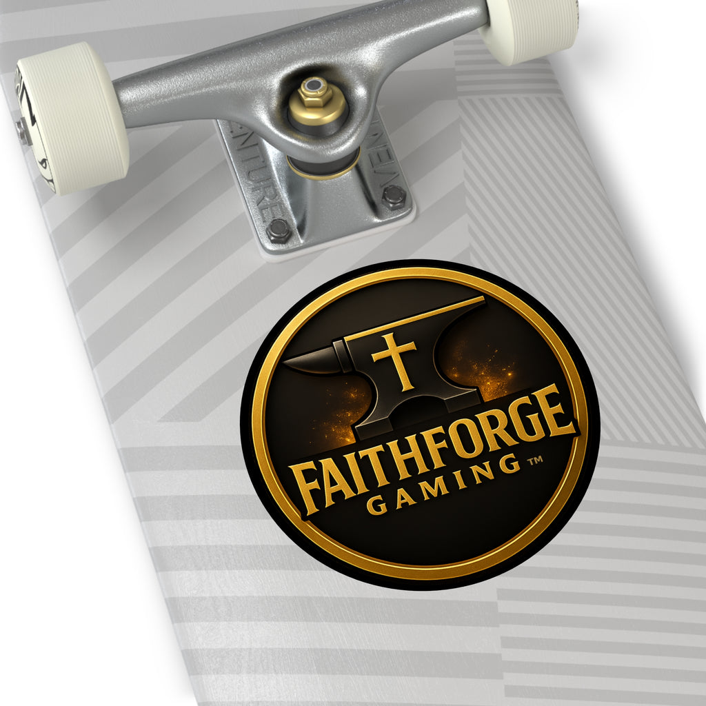 FaithForge Gaming Round Vinyl Sticker — Gold Anvil Round
