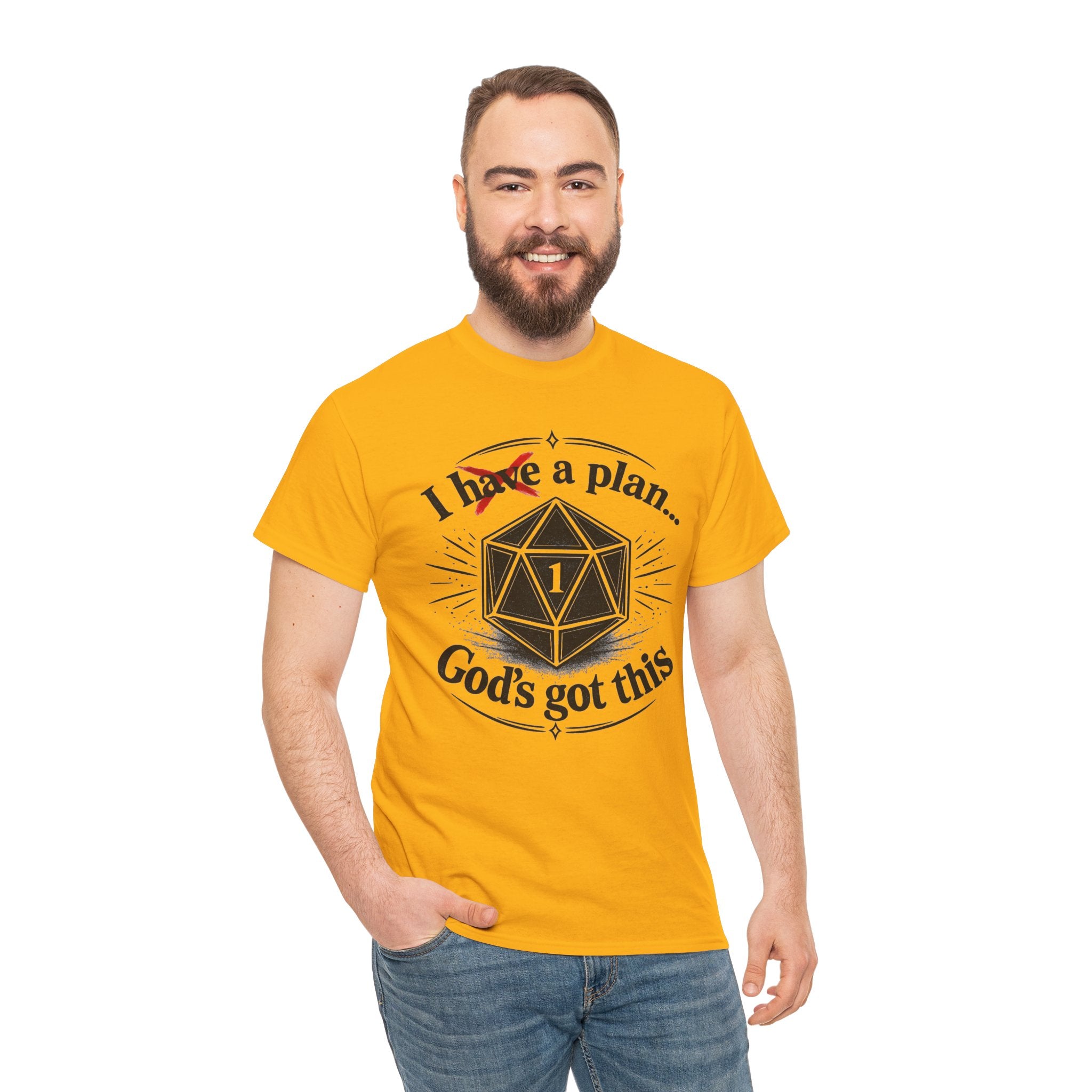 I XhaveX a plan... God’s Got This T-Shirt Dark — D20 Dice Faith Gamer Tee
