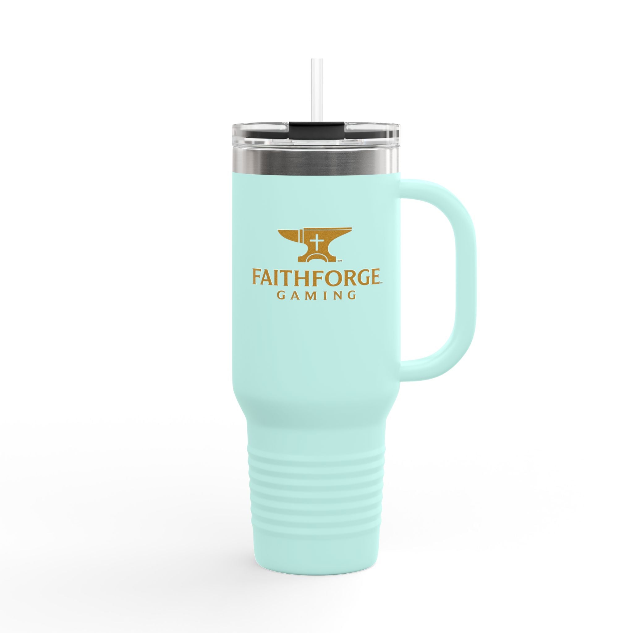 40oz Insulated Travel Mug — FaithForge Gaming Logo