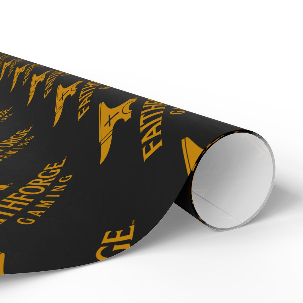 FFG Logo Wrapping Paper – Black & Gold "Faithforge Gaming" Design