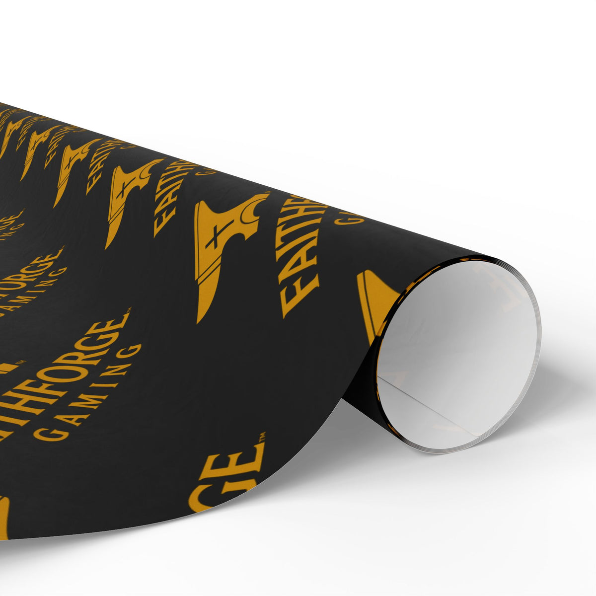 FFG Logo Wrapping Paper – Black & Gold "Faithforge Gaming" Design