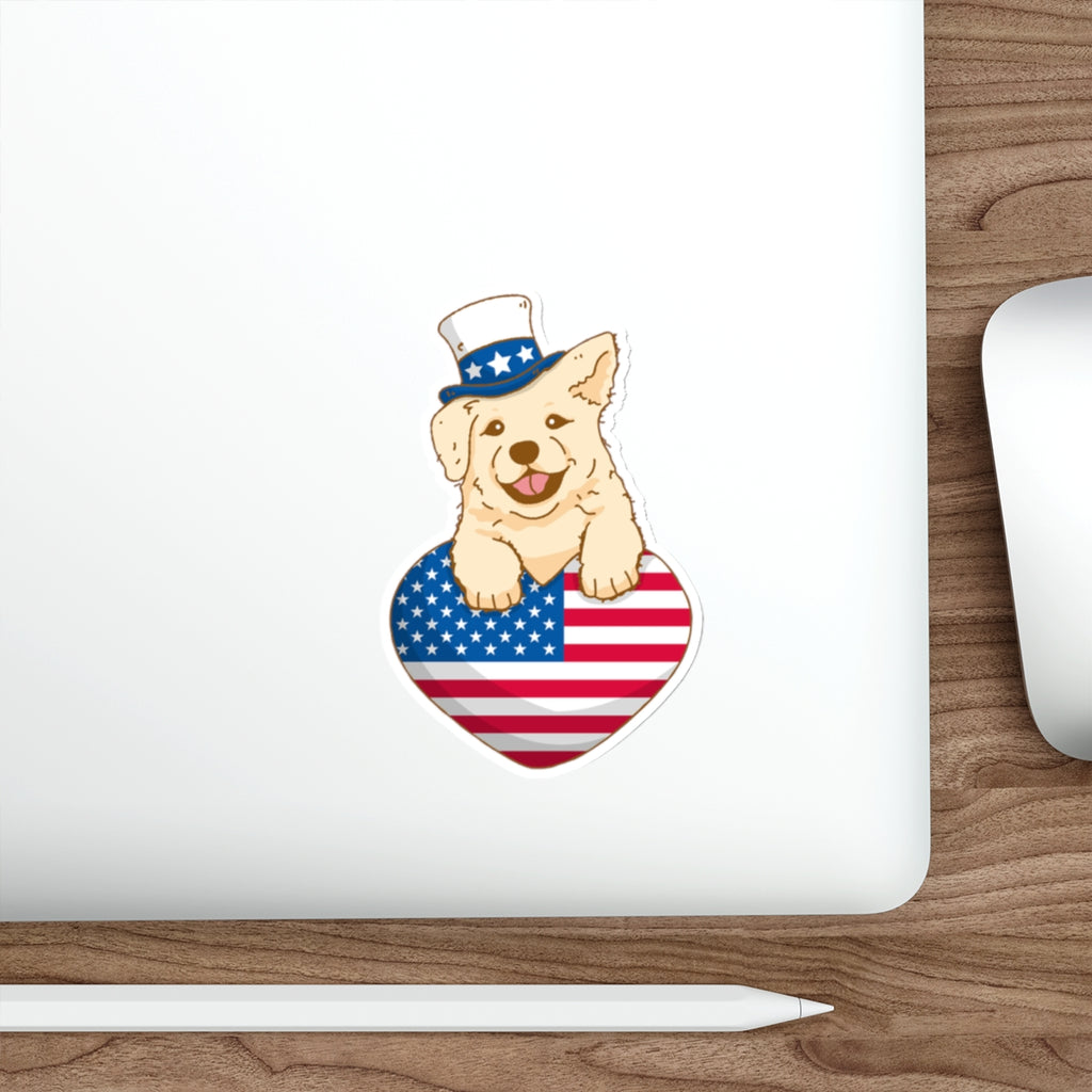 Patriotic Sticker Pack — Puppy USA heart 4th of July Red White Blue Die-Cut Stickers