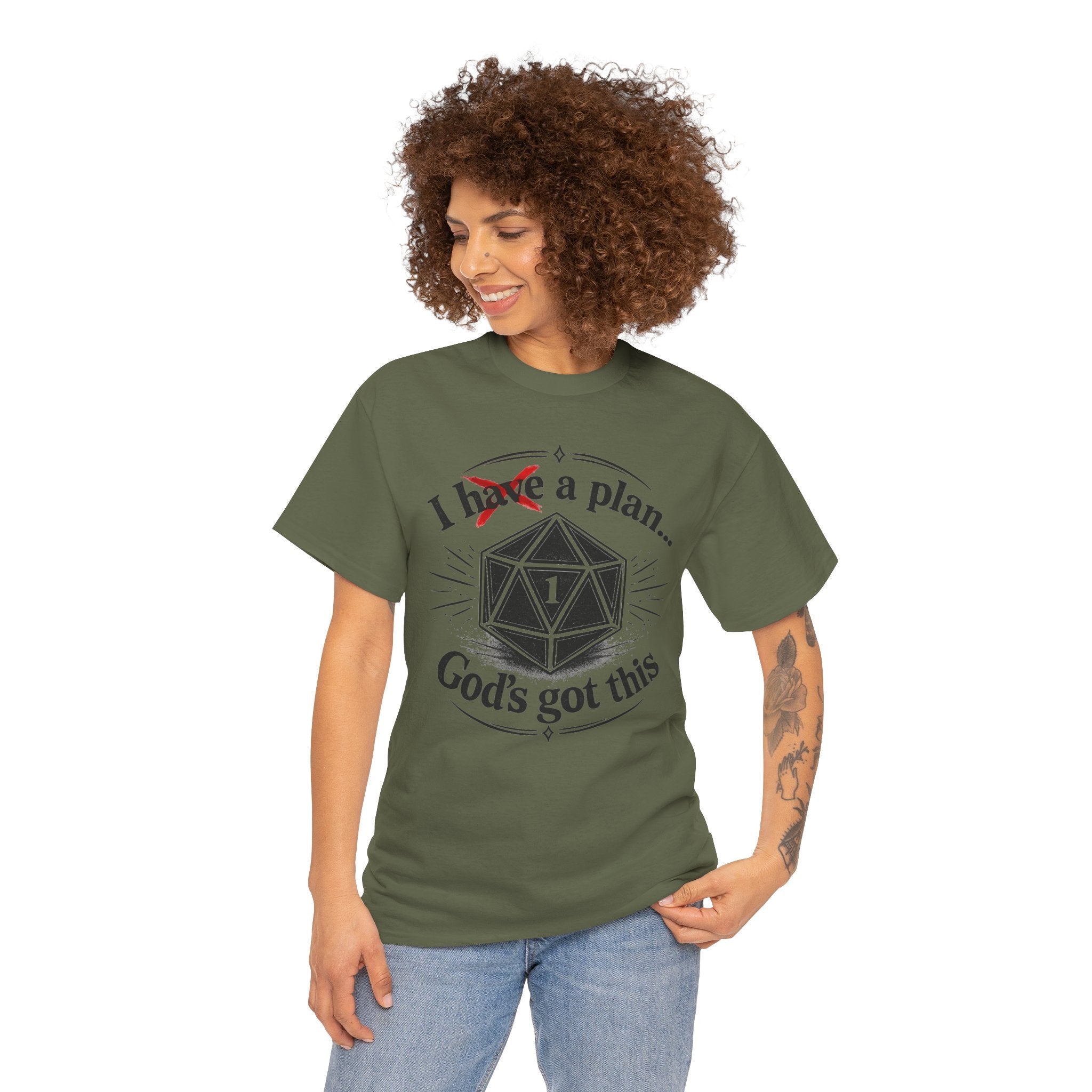I XhaveX a plan... God’s Got This T-Shirt Dark — D20 Dice Faith Gamer Tee