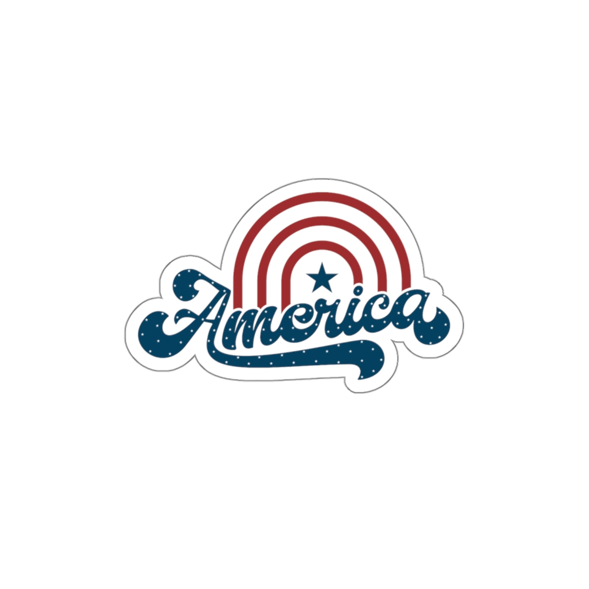 America Retro Script Die-Cut Sticker - Patriotic Vintage Stars & Stripes