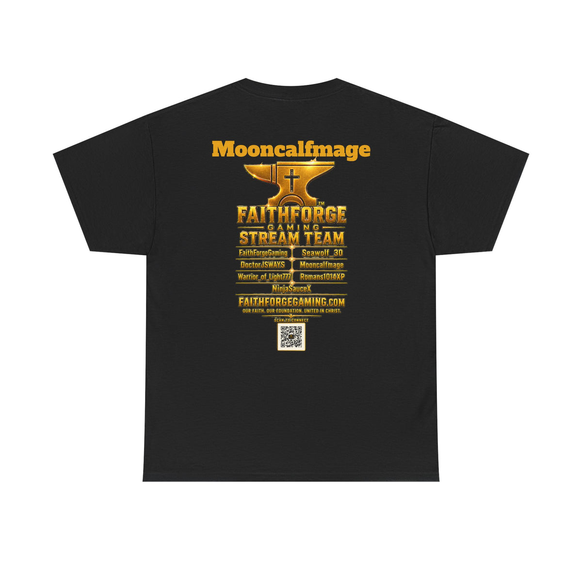 FaithForgeGaming Tee — FaithForge Stream Team Black Graphic T‑Shirt -Mooncalfmage