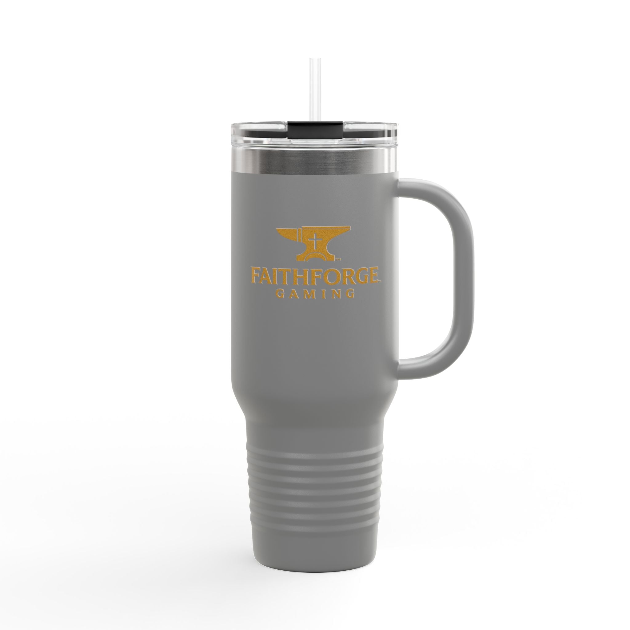 40oz Insulated Travel Mug — FaithForge Gaming Logo