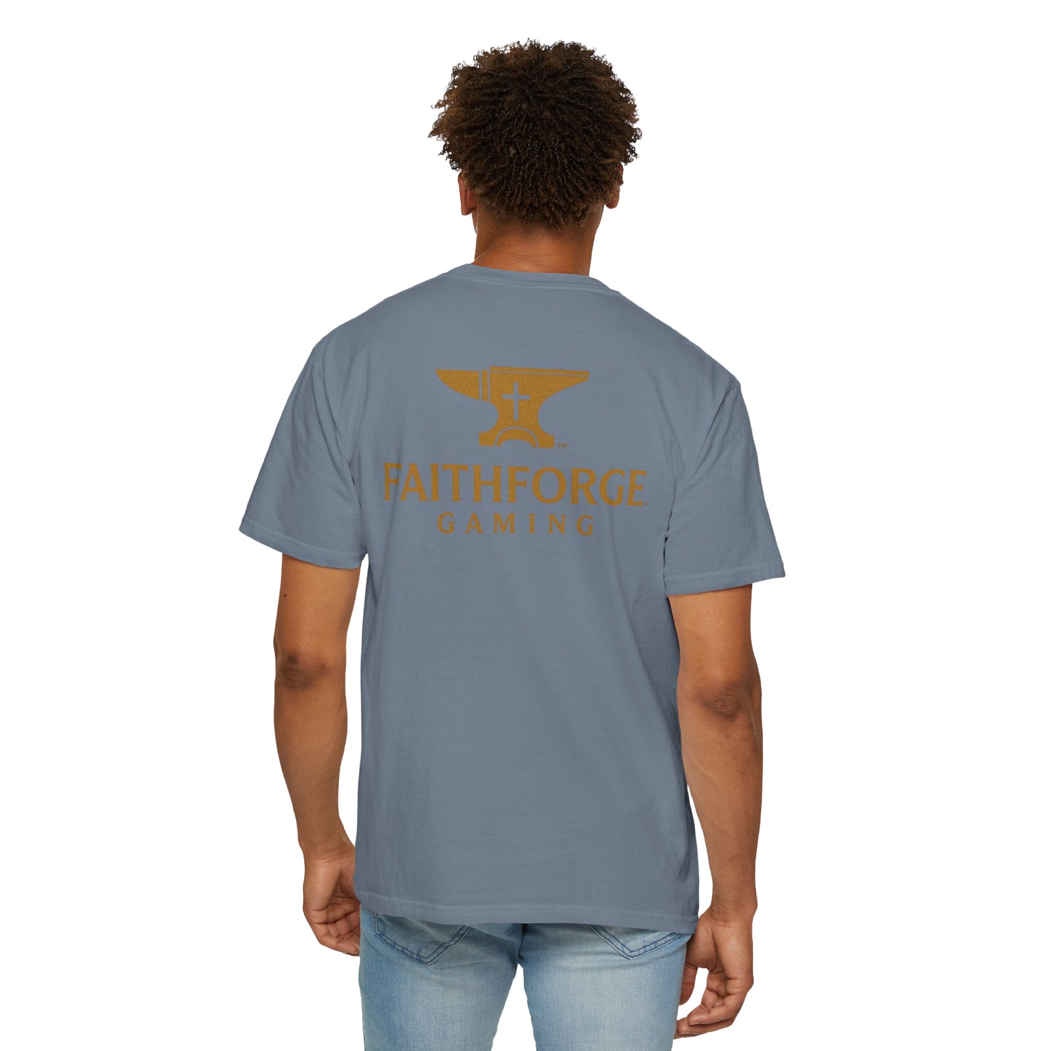 FaithForge Gaming T-Shirt — Logo Tee with Anvil & Cross (Christian Gamer Apparel)