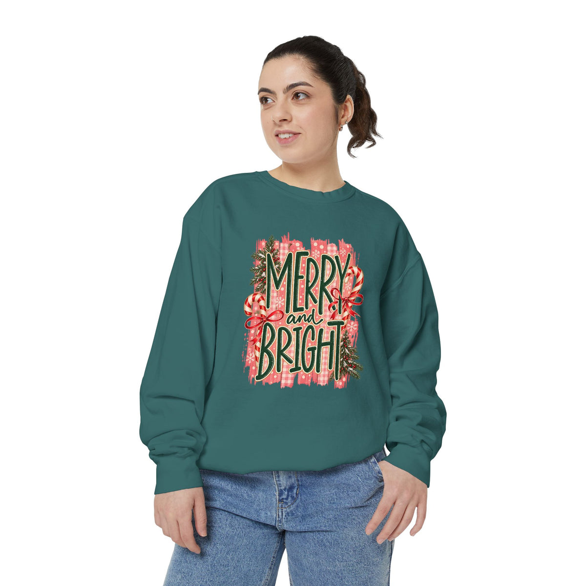 Merry and Bright Sweatshirt — Festive Christmas Holiday Crewneck