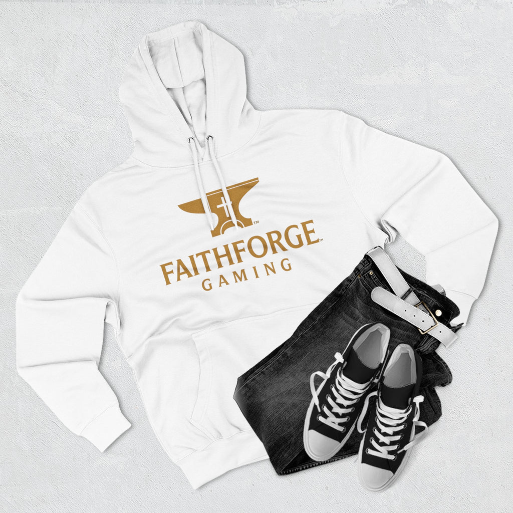 Faithforge Gaming Hoodie — Faith Quote Shield Logo Fleece Hoodie
