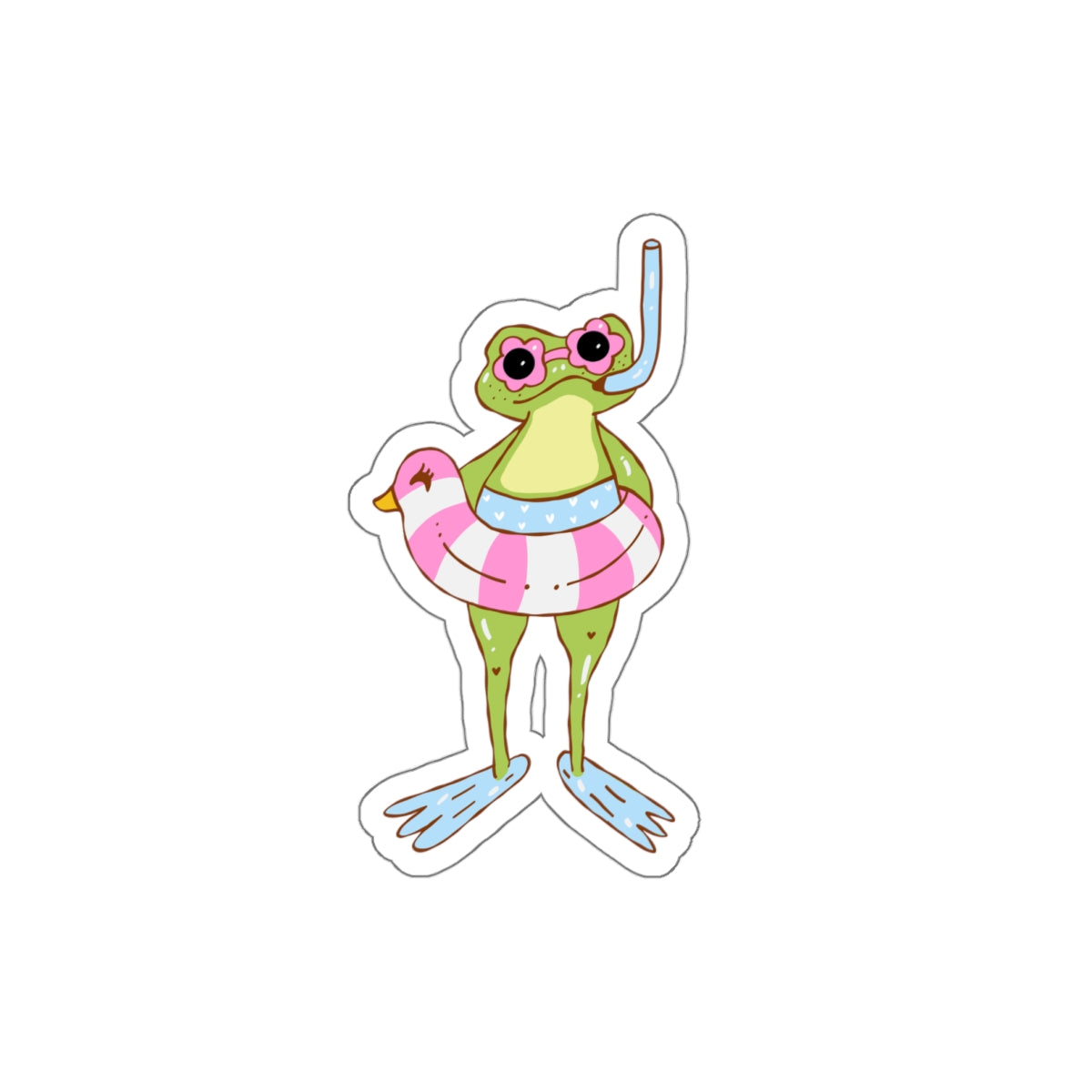 Frog in Floatie Die-Cut Sticker