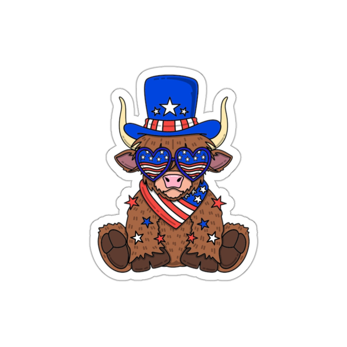 Patriotic Sticker Pack — Star Spangled Bull 4th of July Red White Blue Die-Cut Stickers