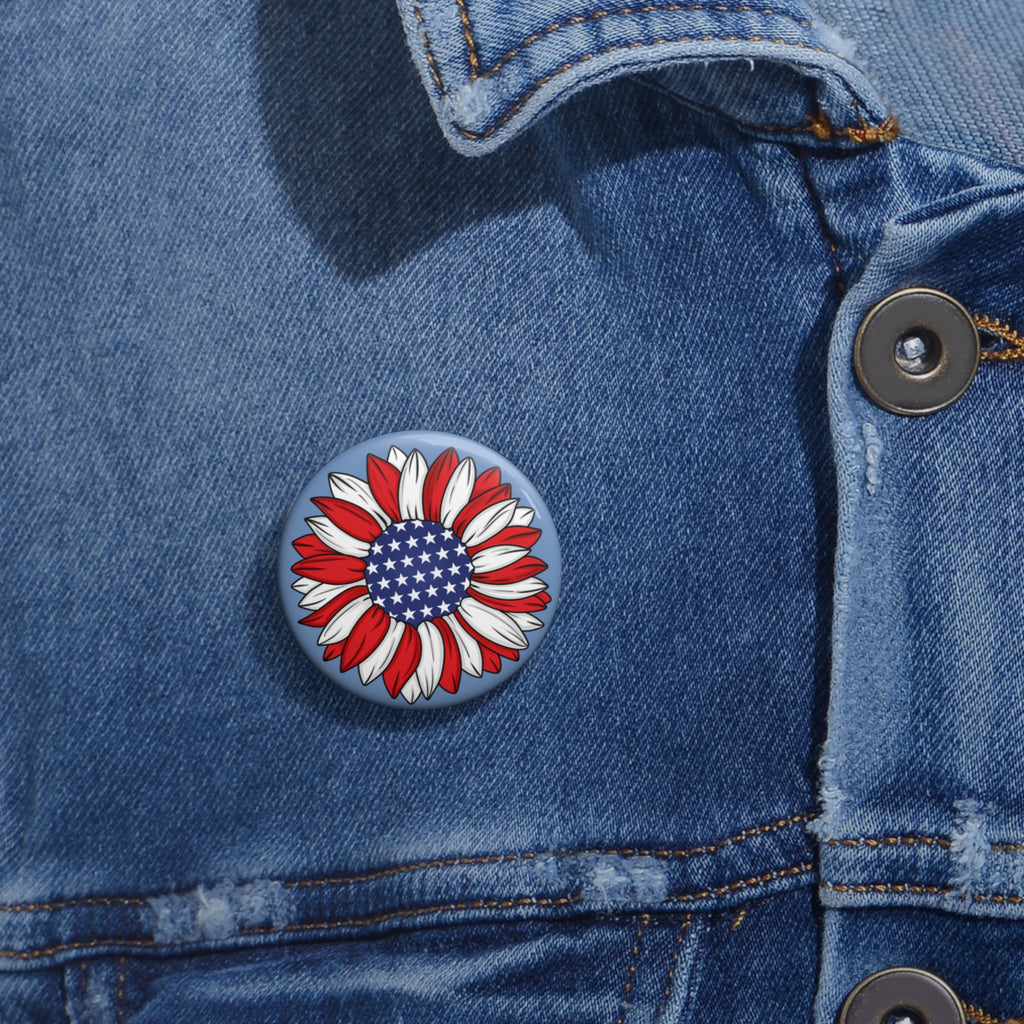 4th of July Flower Custom Pin Button