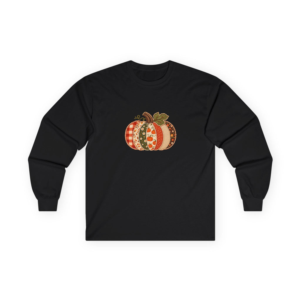 Autumn Patchwork Pumpkin Long Sleeve Tee