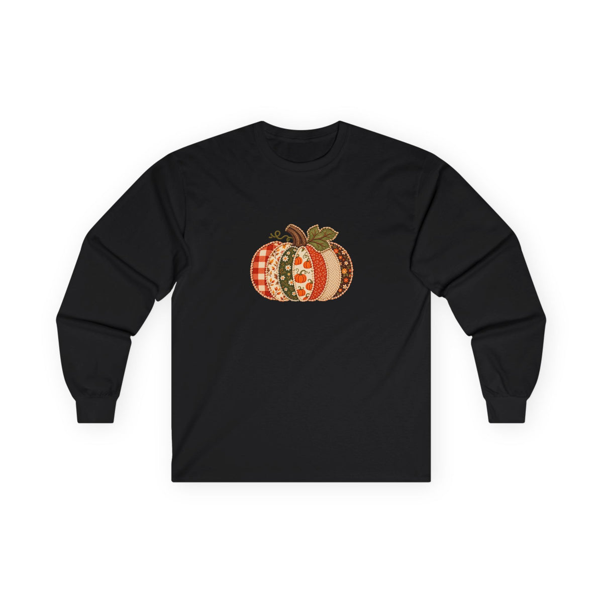 Autumn Patchwork Pumpkin Long Sleeve Tee