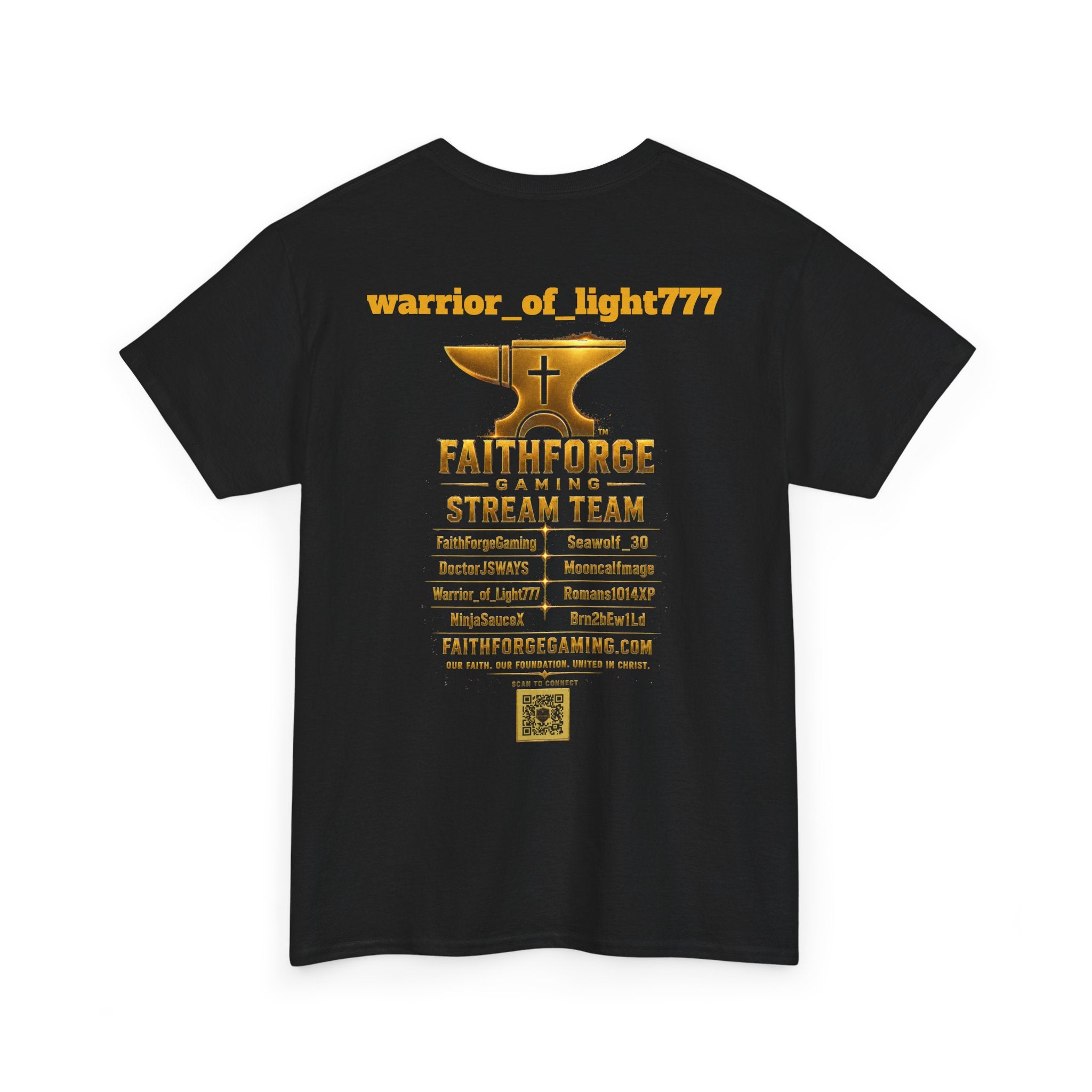 FaithForgeGaming Tee — FaithForge Stream Team Black Graphic T‑Shirt -warrior_of_light777