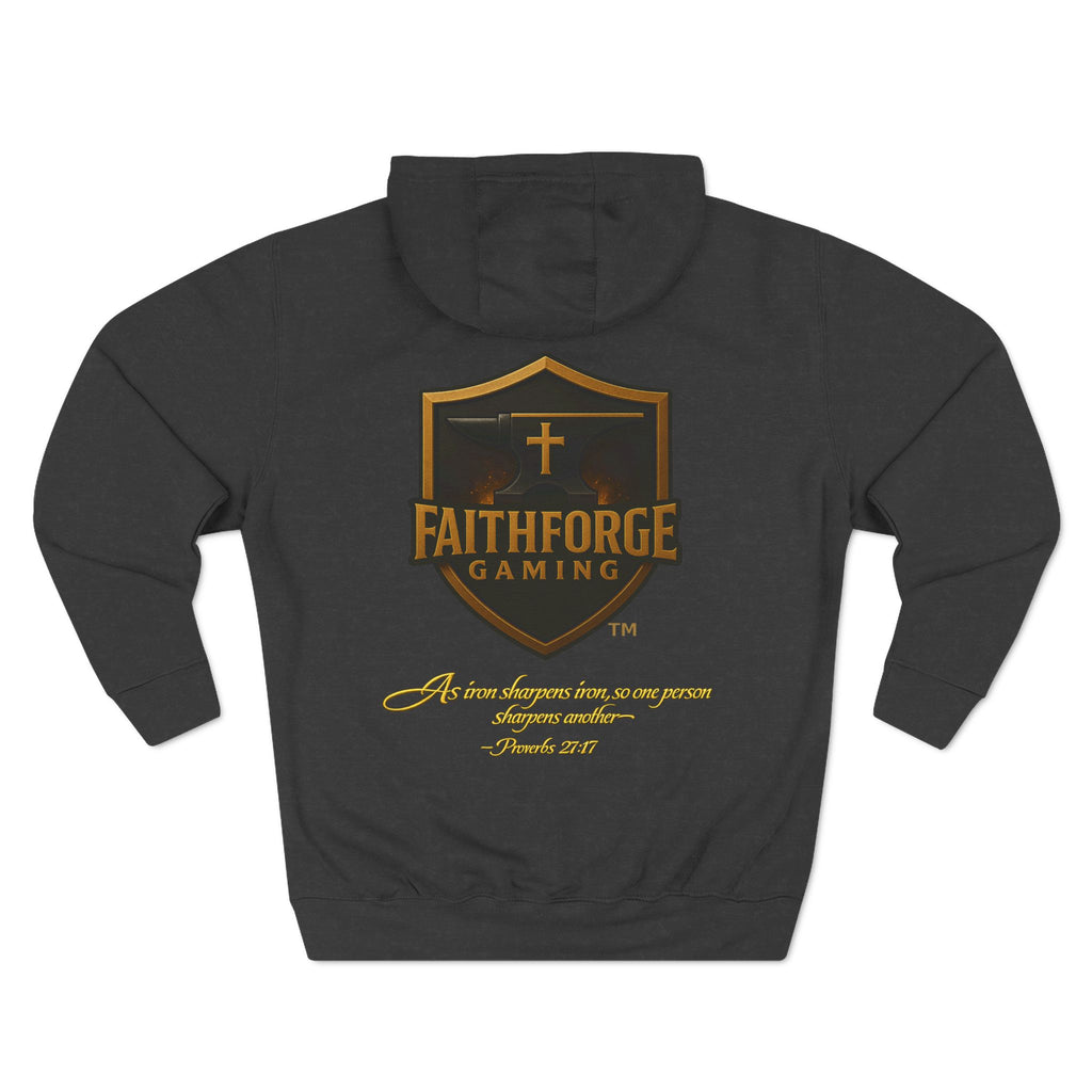 Faithforge Gaming Hoodie — Faith Quote Shield Logo Fleece Hoodie