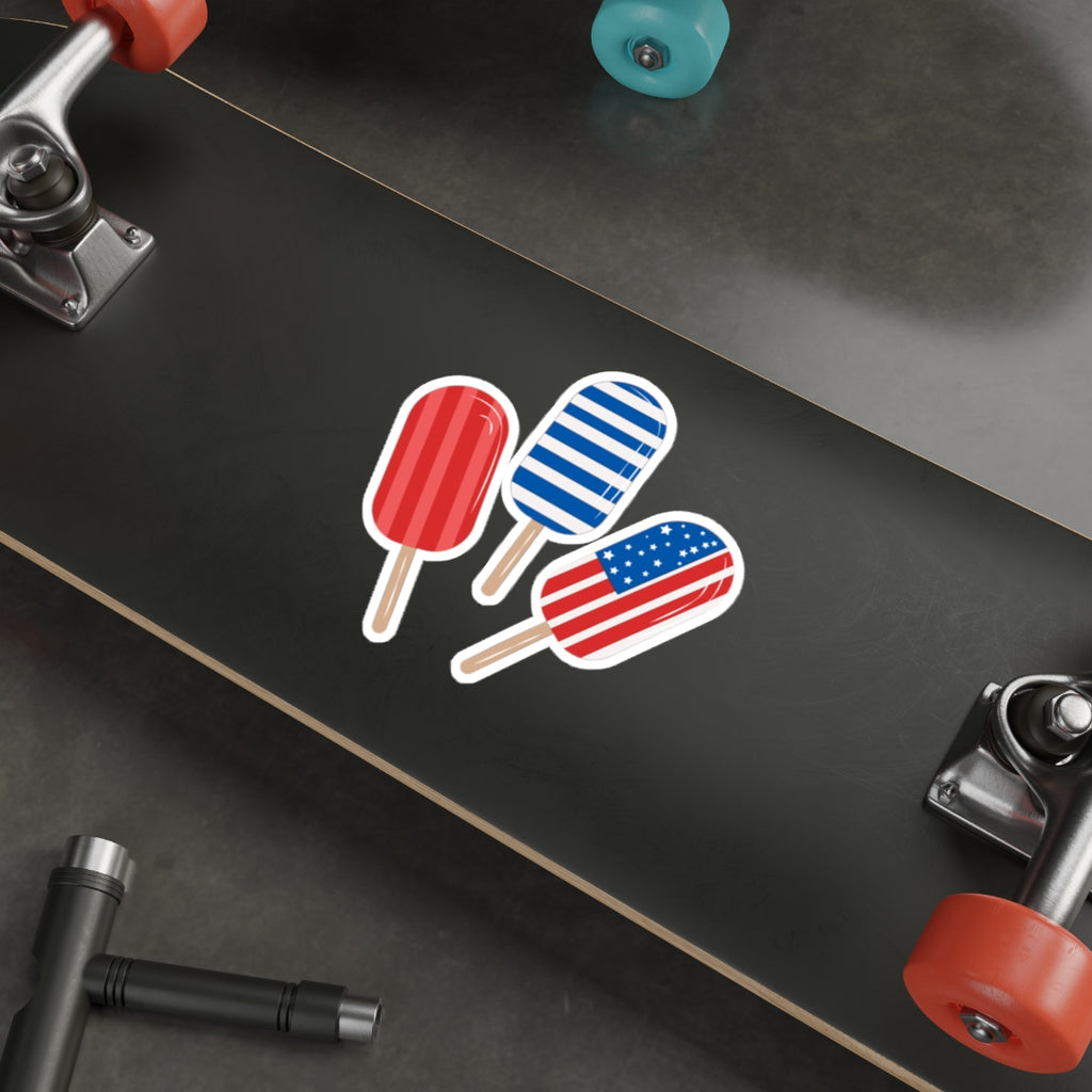 Patriotic Sticker Pack — Popsicle 4th of July Red White Blue Die-Cut Stickers