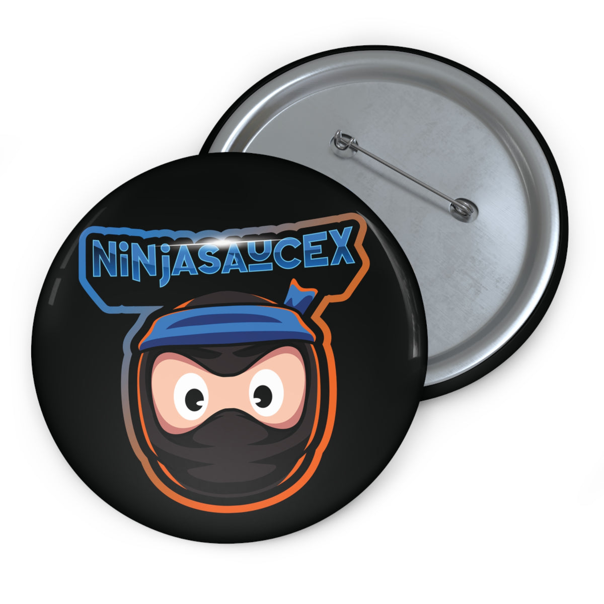 NinjaSauceX Mascot Pin Button — Custom Enamel-Style Badge