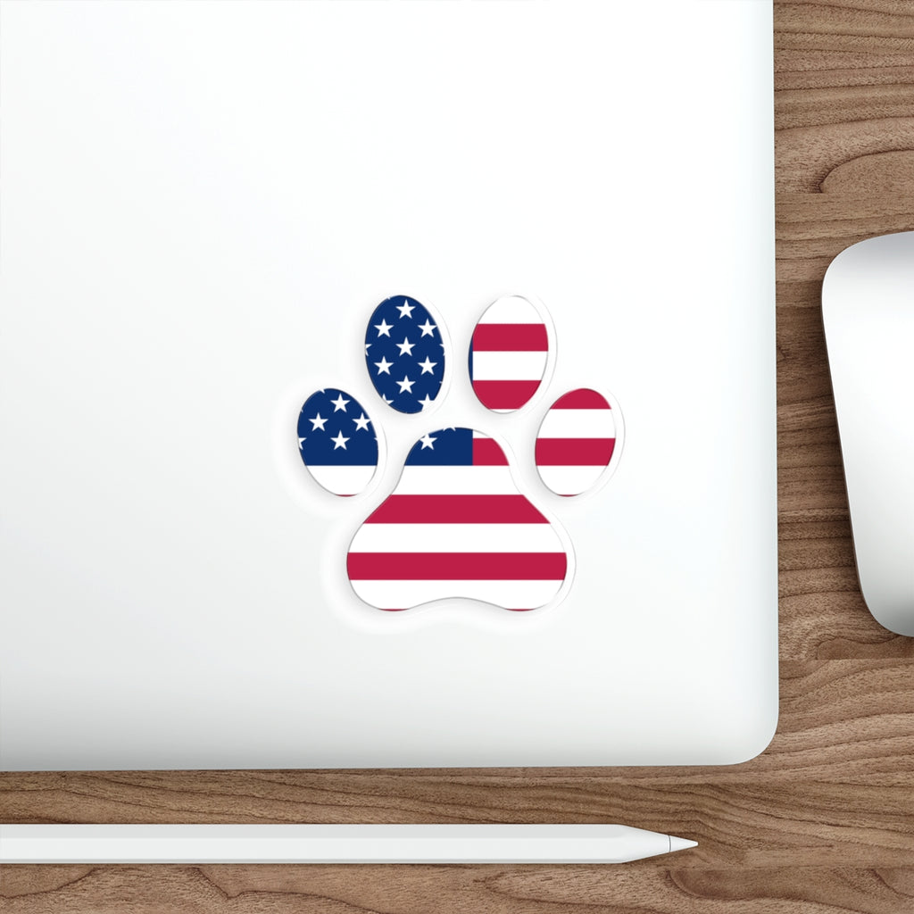 Patriotic Sticker Pack — USA Paw Print 4th of July Red White Blue Die-Cut Stickers
