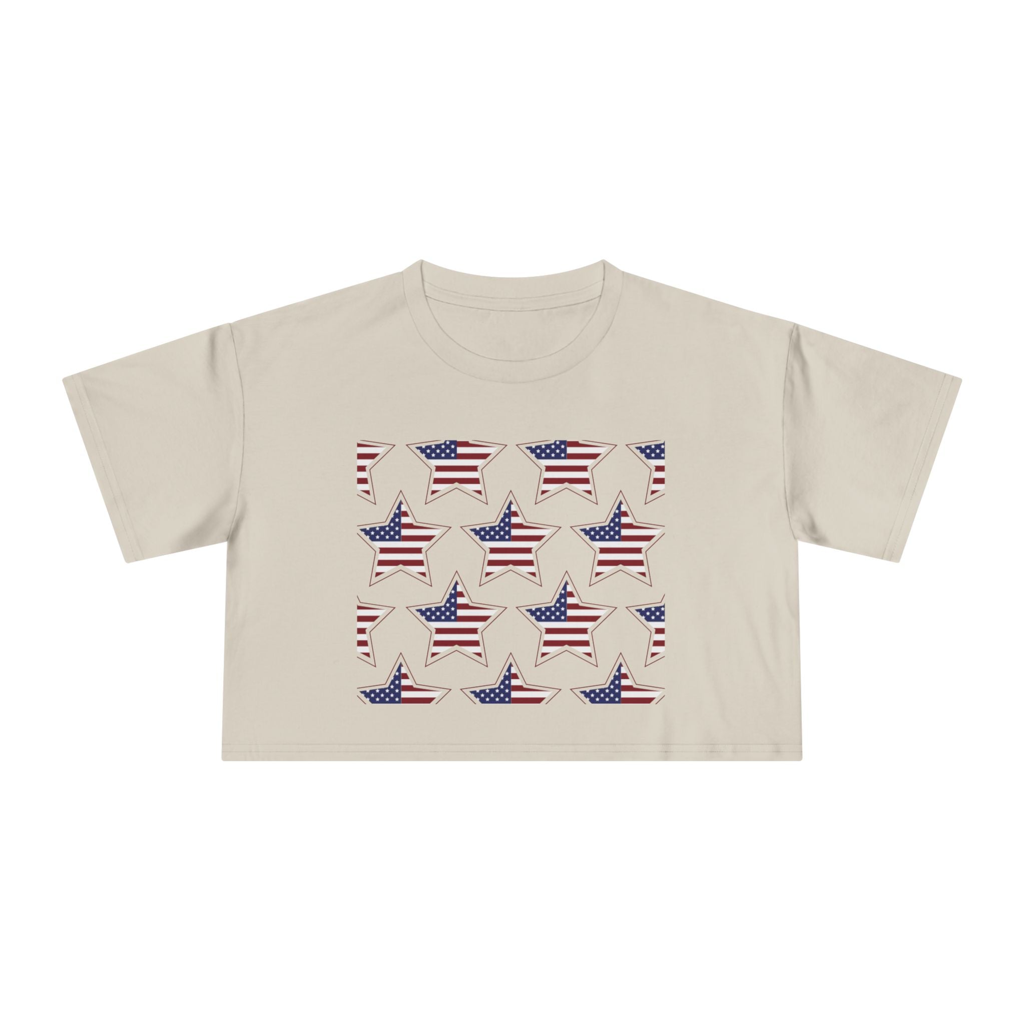 Women's Crop Tee — 'God Bless America' Patriotic Flag Print