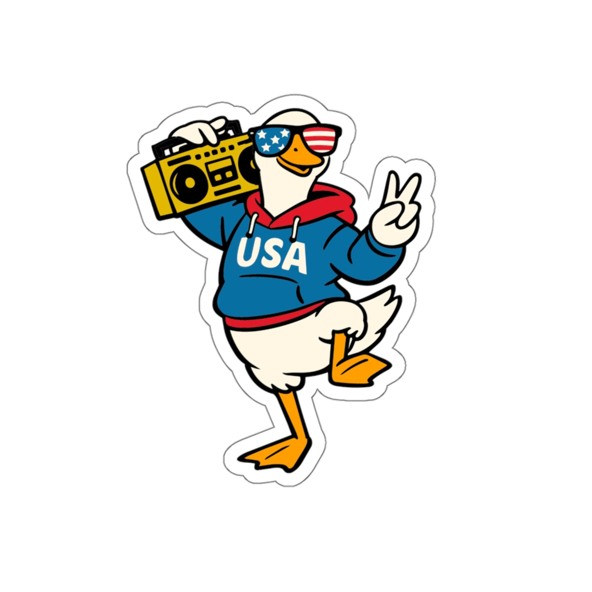 Patriotic Sticker Pack — Boombox Duck 4th of July Red White Blue Die-Cut Stickers