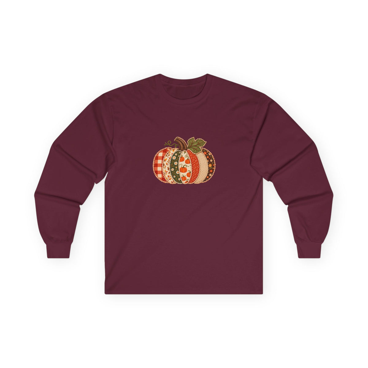 Autumn Patchwork Pumpkin Long Sleeve Tee