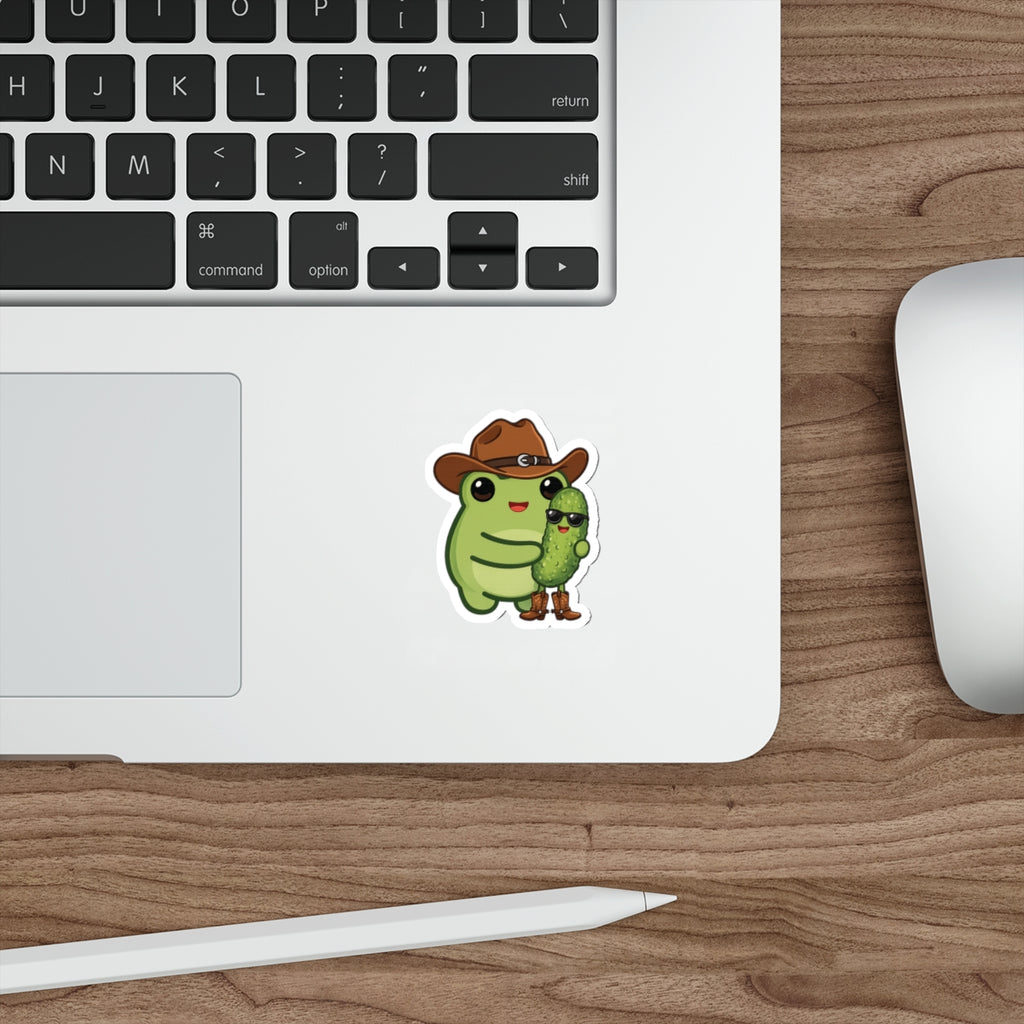Cute Cowgirl Frog & Pickle Die-Cut Sticker —  Western Sticker