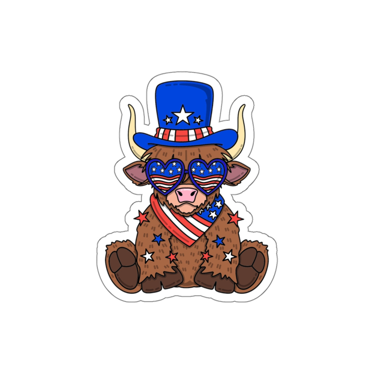 Patriotic Sticker Pack — Star Spangled Bull 4th of July Red White Blue Die-Cut Stickers