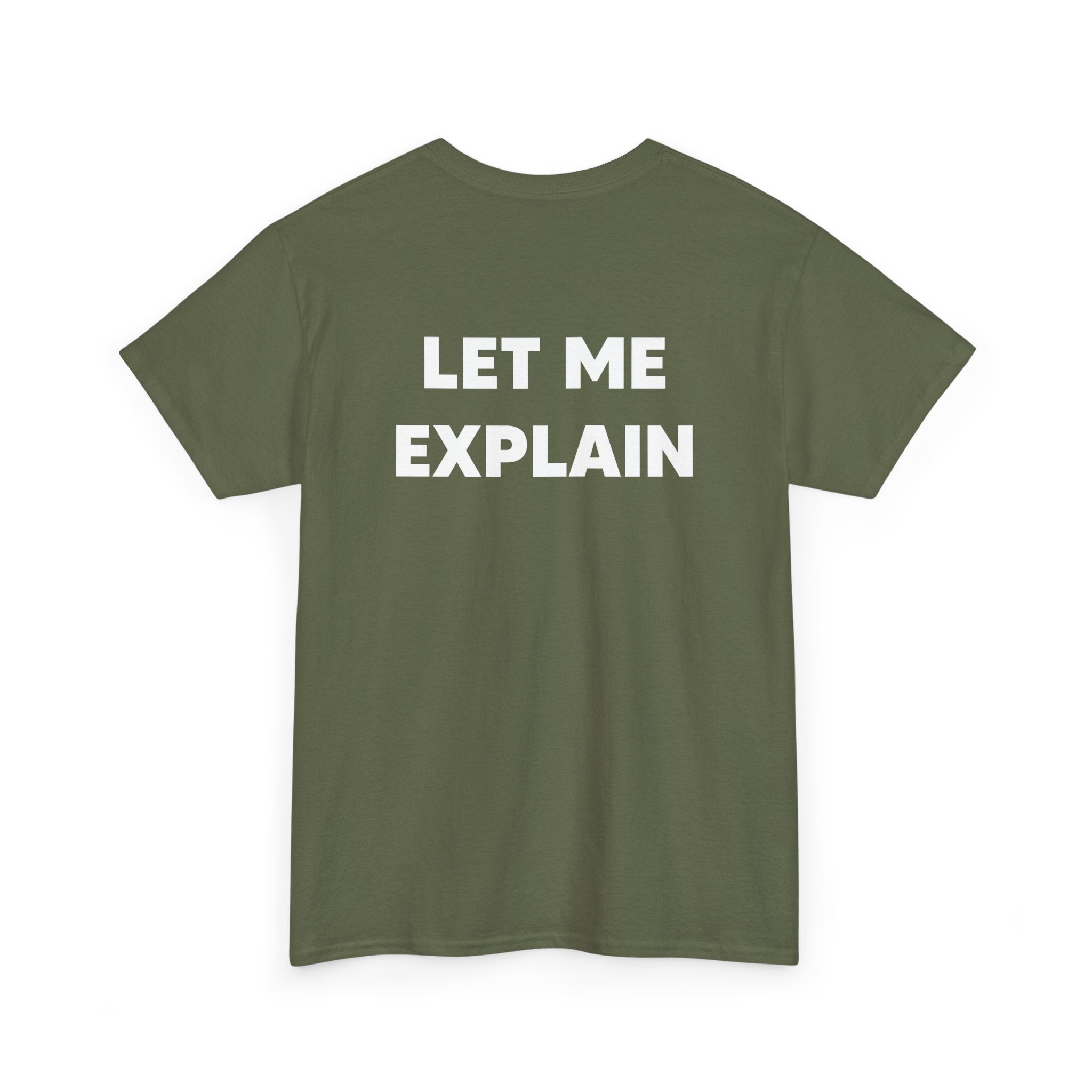 DoctorJSWAYS Let Me Explain T-Shirt — Minimal Logo Black Tee with Bold Back Text