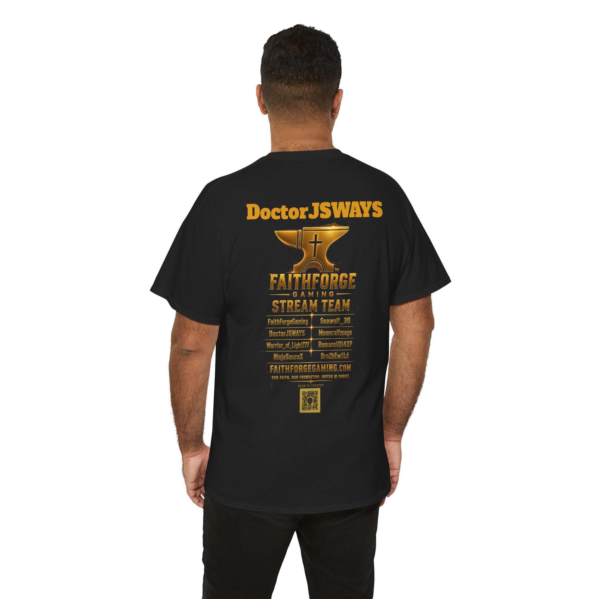 FaithForgeGaming Tee — FaithForge Stream Team Black Graphic T‑Shirt -DoctorJSWAYS