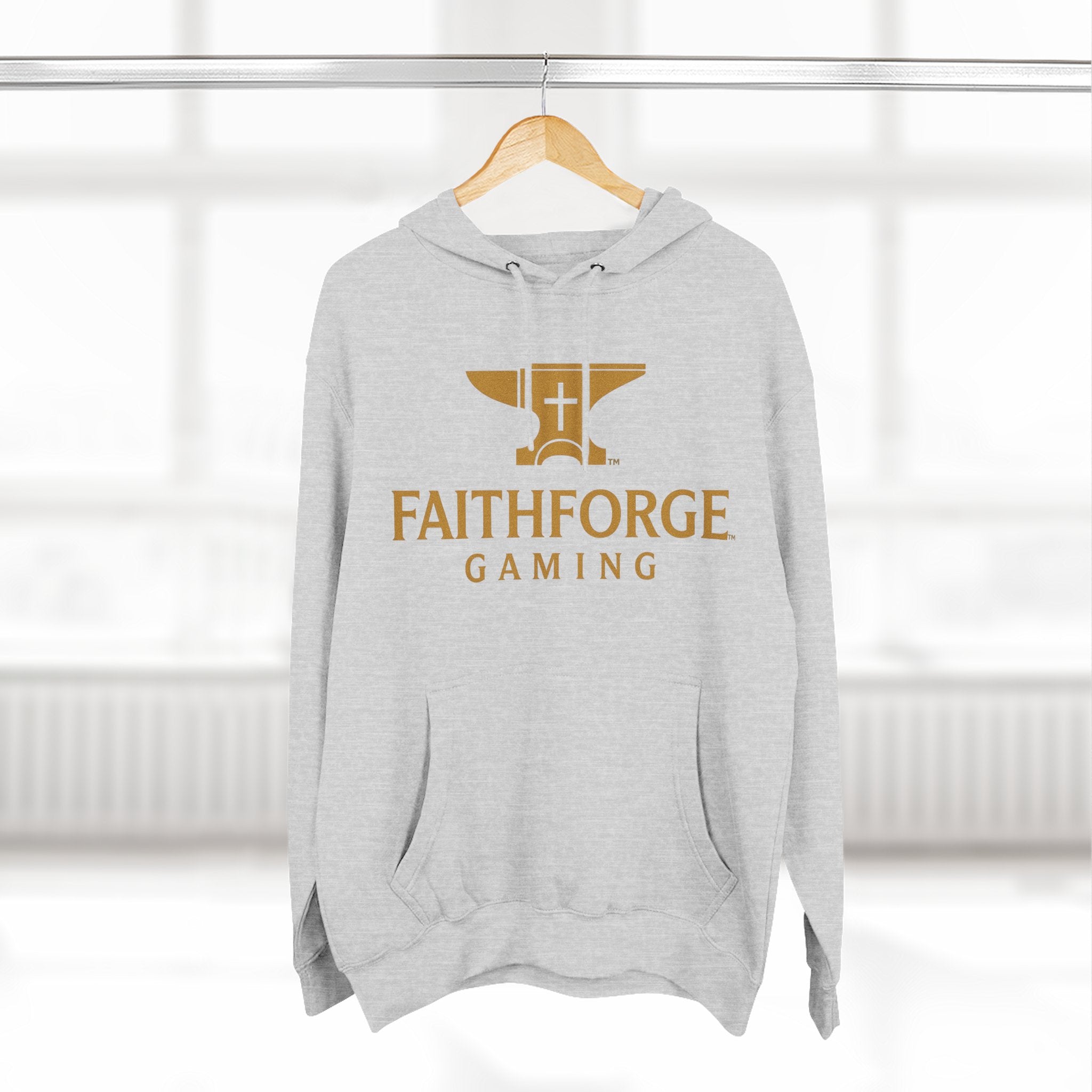 Faithforge Gaming Hoodie — Faith Quote Shield Logo Fleece Hoodie