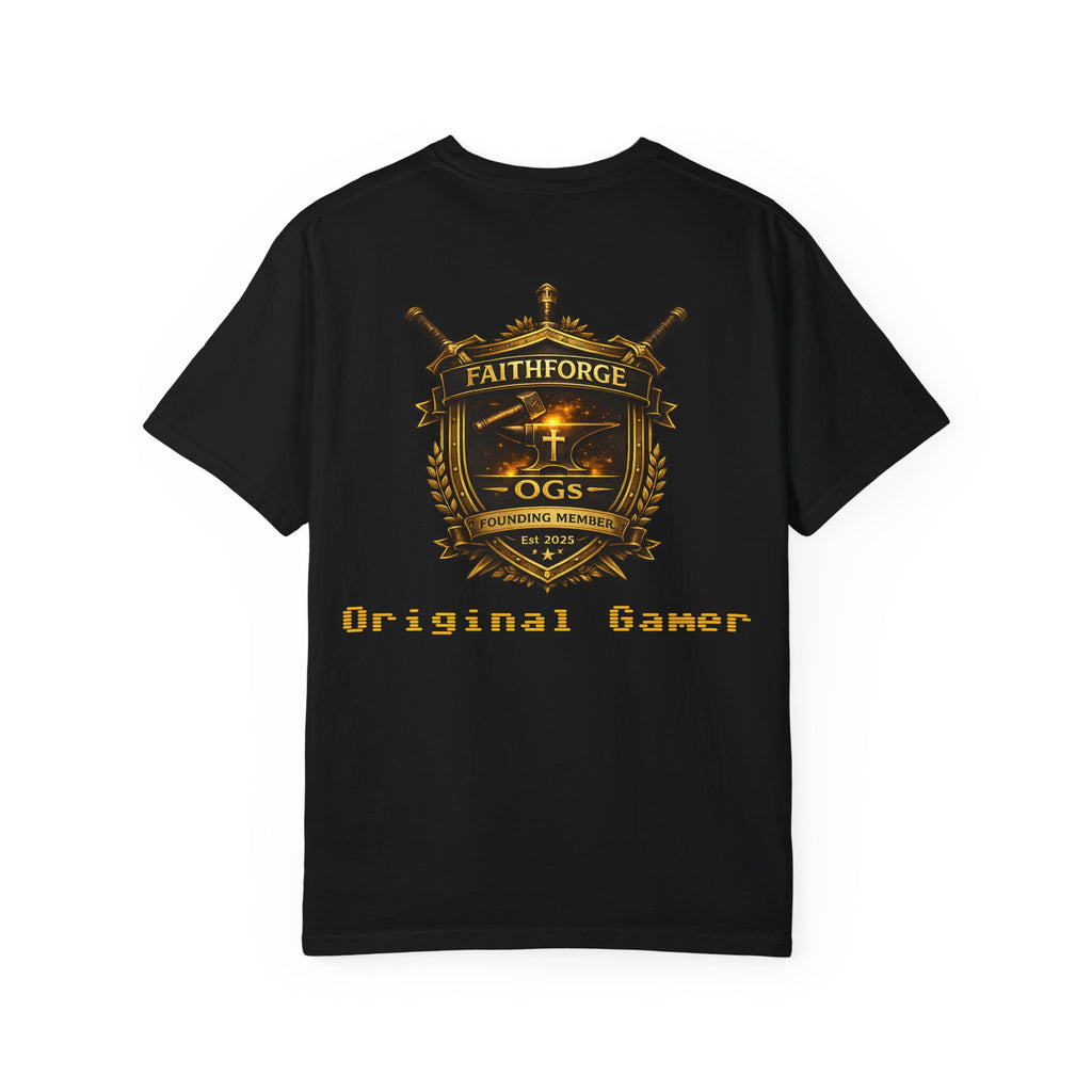 FaithForge OG Gaming T-Shirt — Logo Tee with Anvil & Cross (Christian Gamer Apparel)