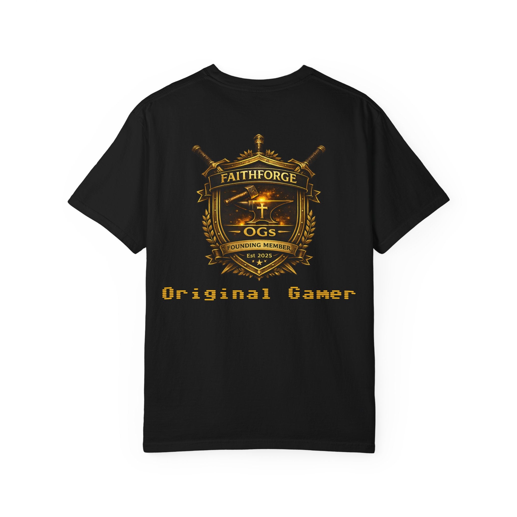 FaithForge OG Gaming T-Shirt — Logo Tee with Anvil & Cross (Christian Gamer Apparel)