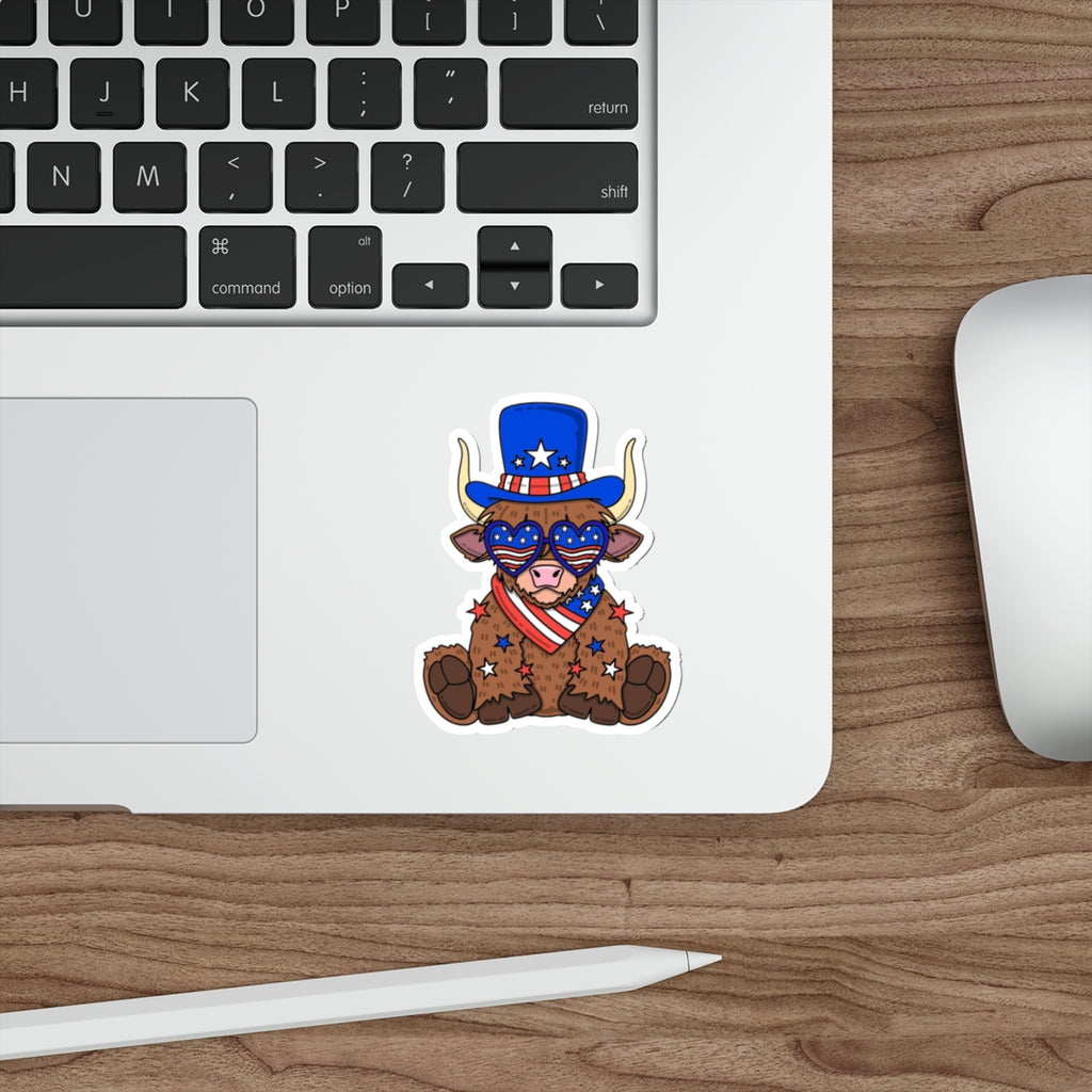 Patriotic Sticker Pack — Star Spangled Bull 4th of July Red White Blue Die-Cut Stickers
